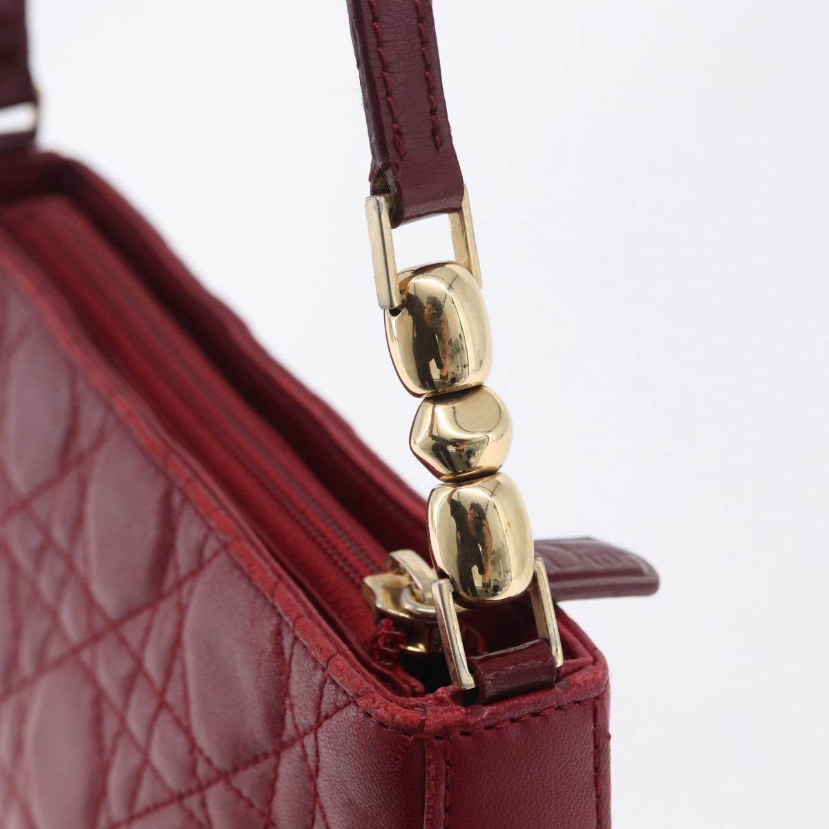 Christian Dior Canage Accessory Pouch Leather Red Gold Auth ep5334