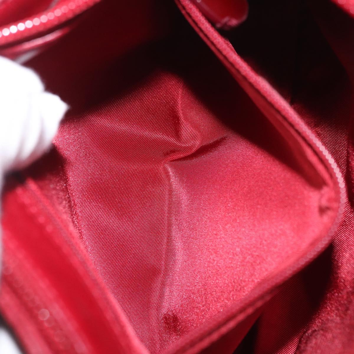 Christian Dior Canage Accessory Pouch Leather Red Gold Auth ep5334