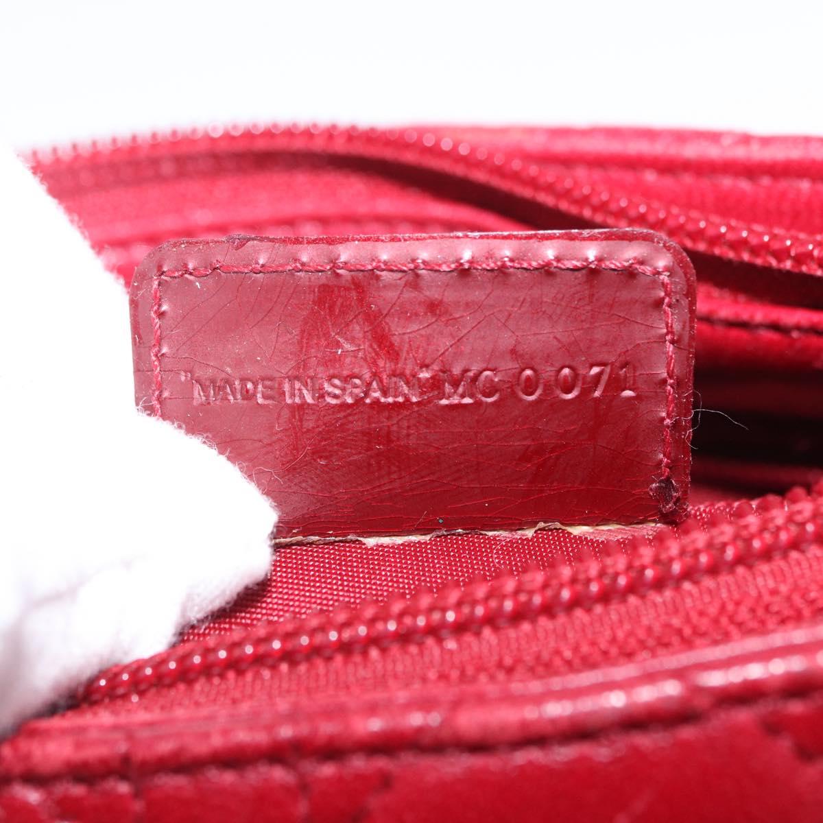 Christian Dior Canage Accessory Pouch Leather Red Gold Auth ep5334