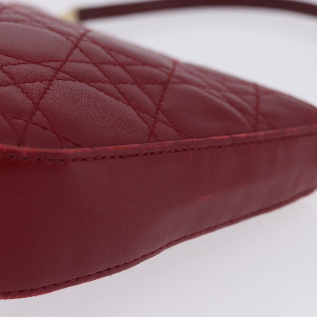 Christian Dior Canage Accessory Pouch Leather Red Gold Auth ep5334