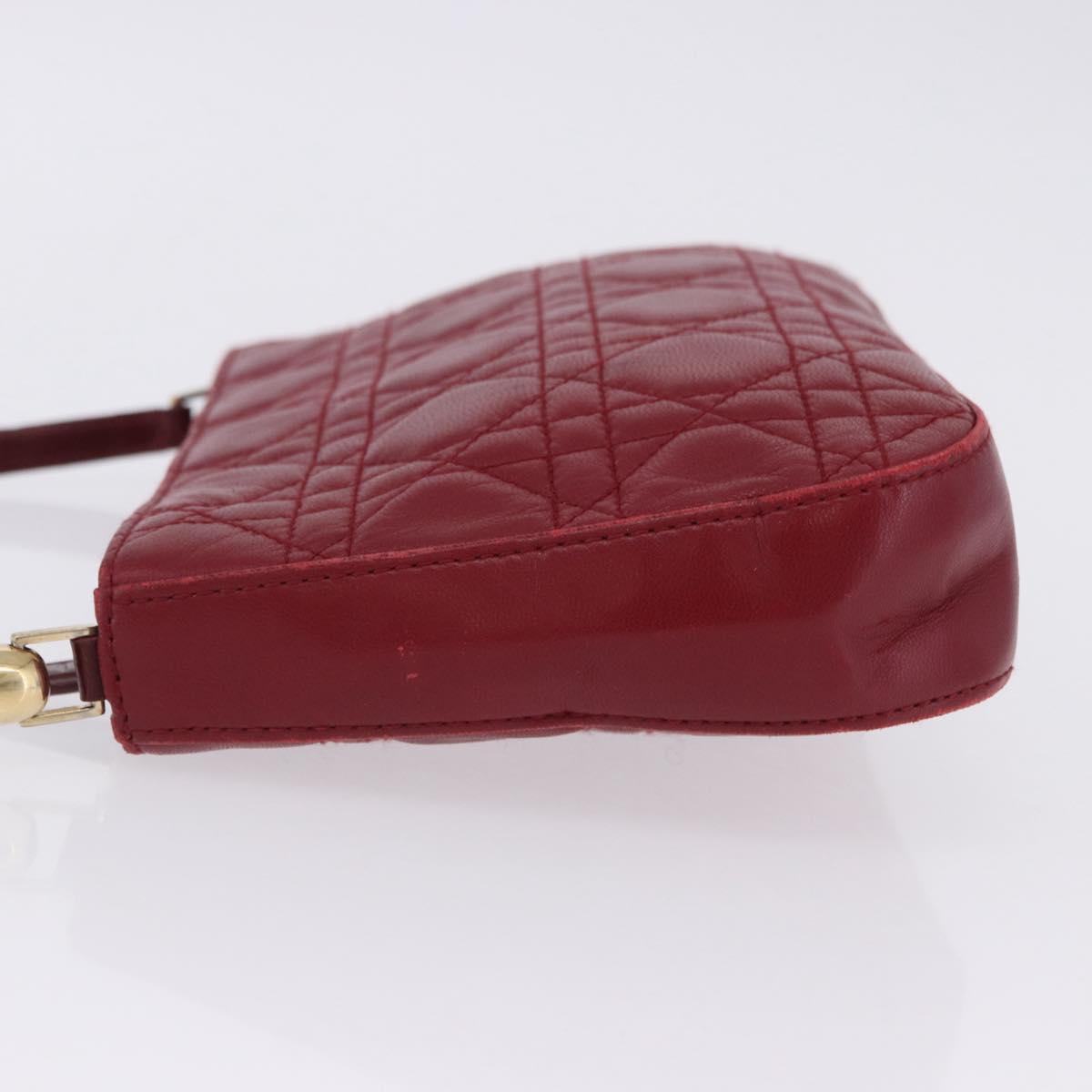 Christian Dior Canage Accessory Pouch Leather Red Gold Auth ep5334
