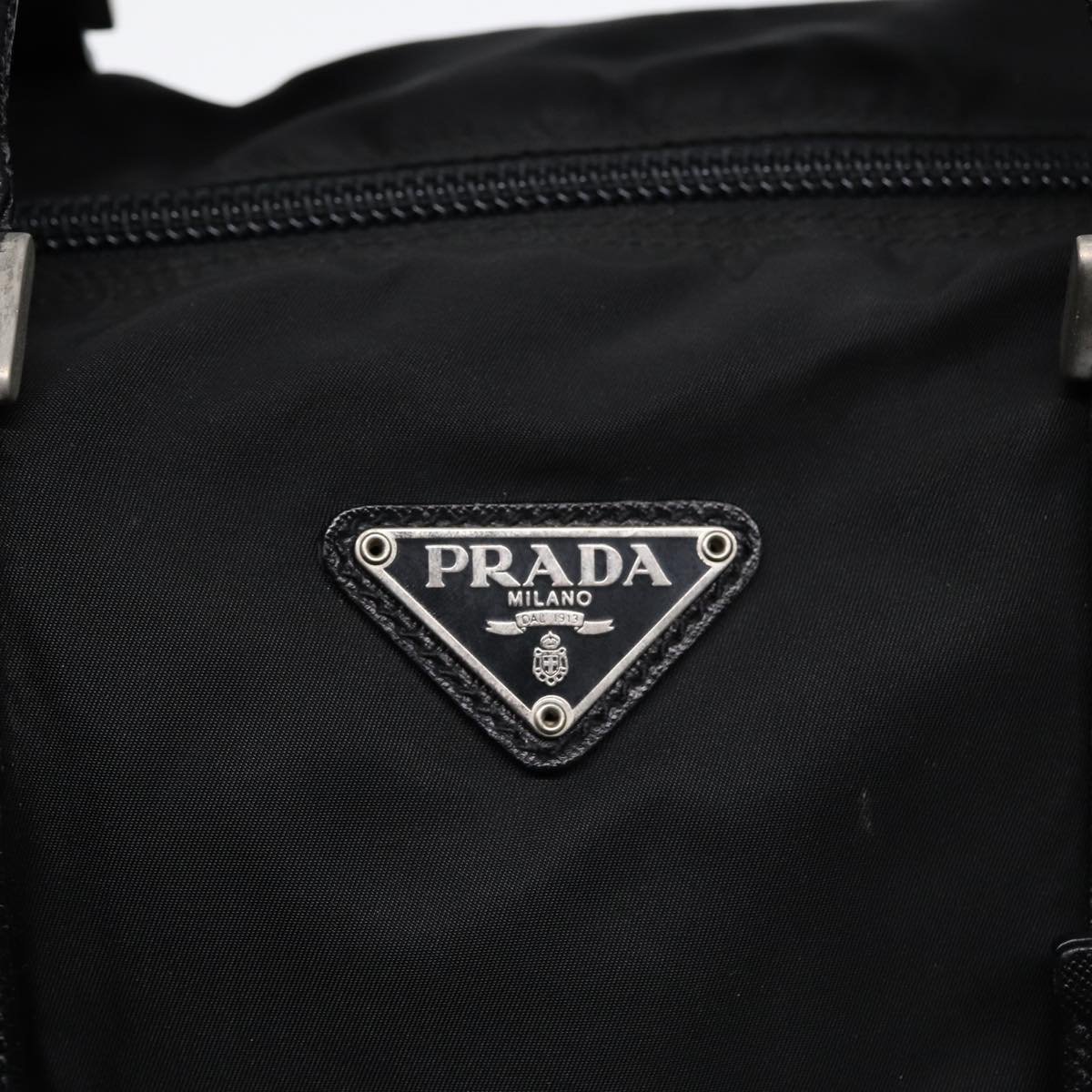 PRADA Hand Bag Nylon Black Silver Auth ep5341