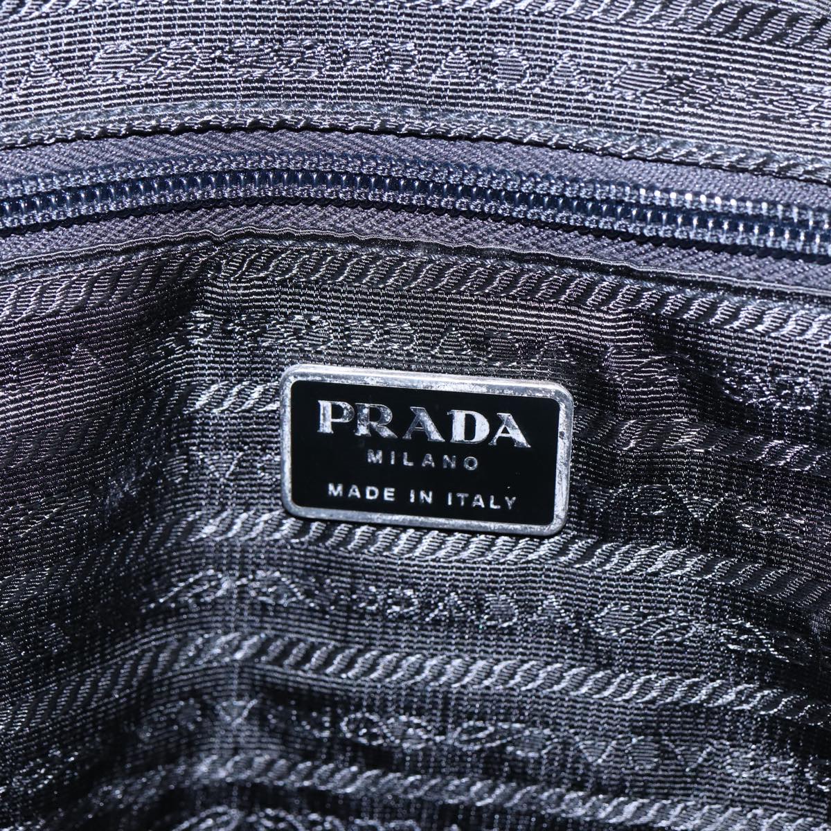 PRADA Hand Bag Nylon Black Silver Auth ep5341