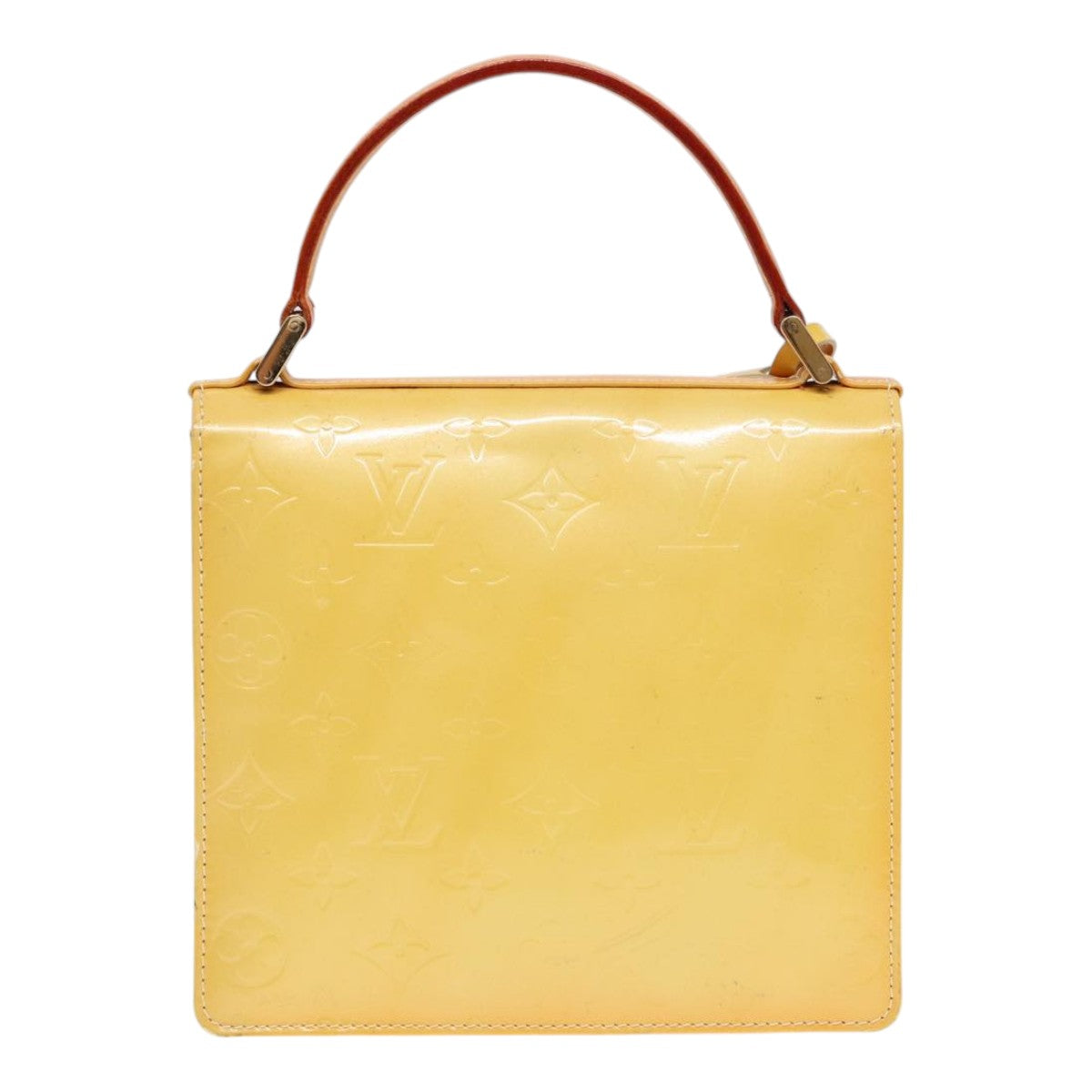 LOUIS VUITTON Monogram Vernis Spring Street Bag Lime Yellow M91068 Auth ep5343