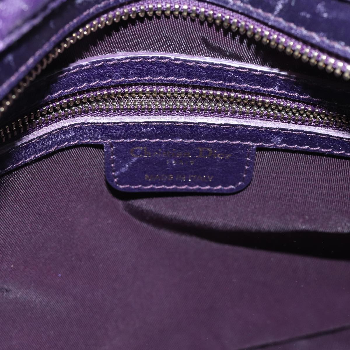 Christian Dior Canage Hand Bag Coated Canvas Purple Gold Auth ep5366