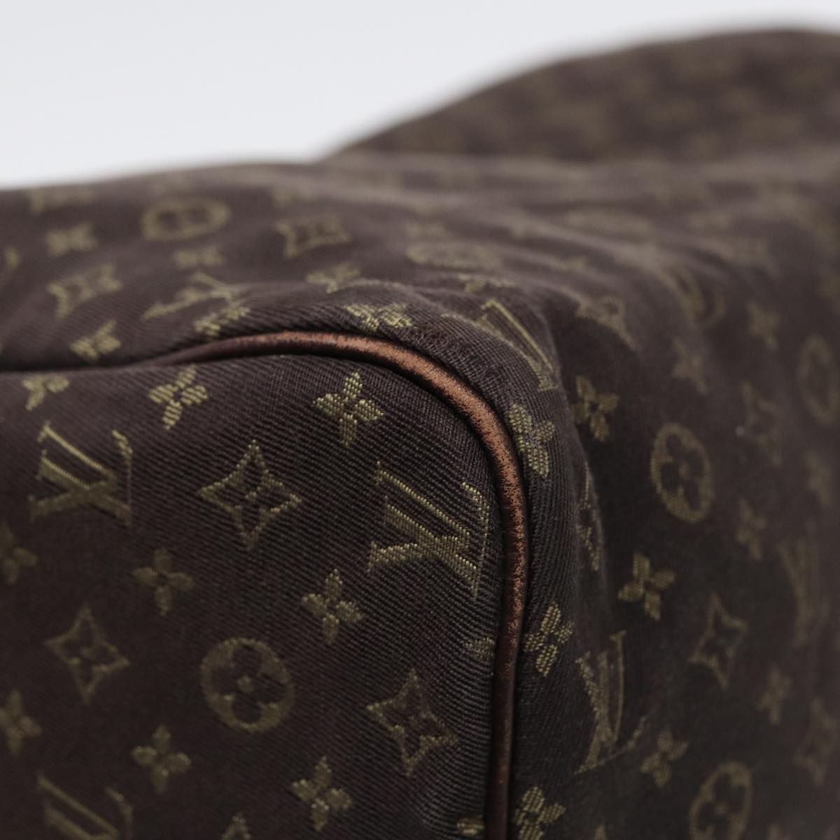 LOUIS VUITTON Monogram Mini Lin Speedy 30 Bag Brown Ebene M95224 LV Auth ep5372