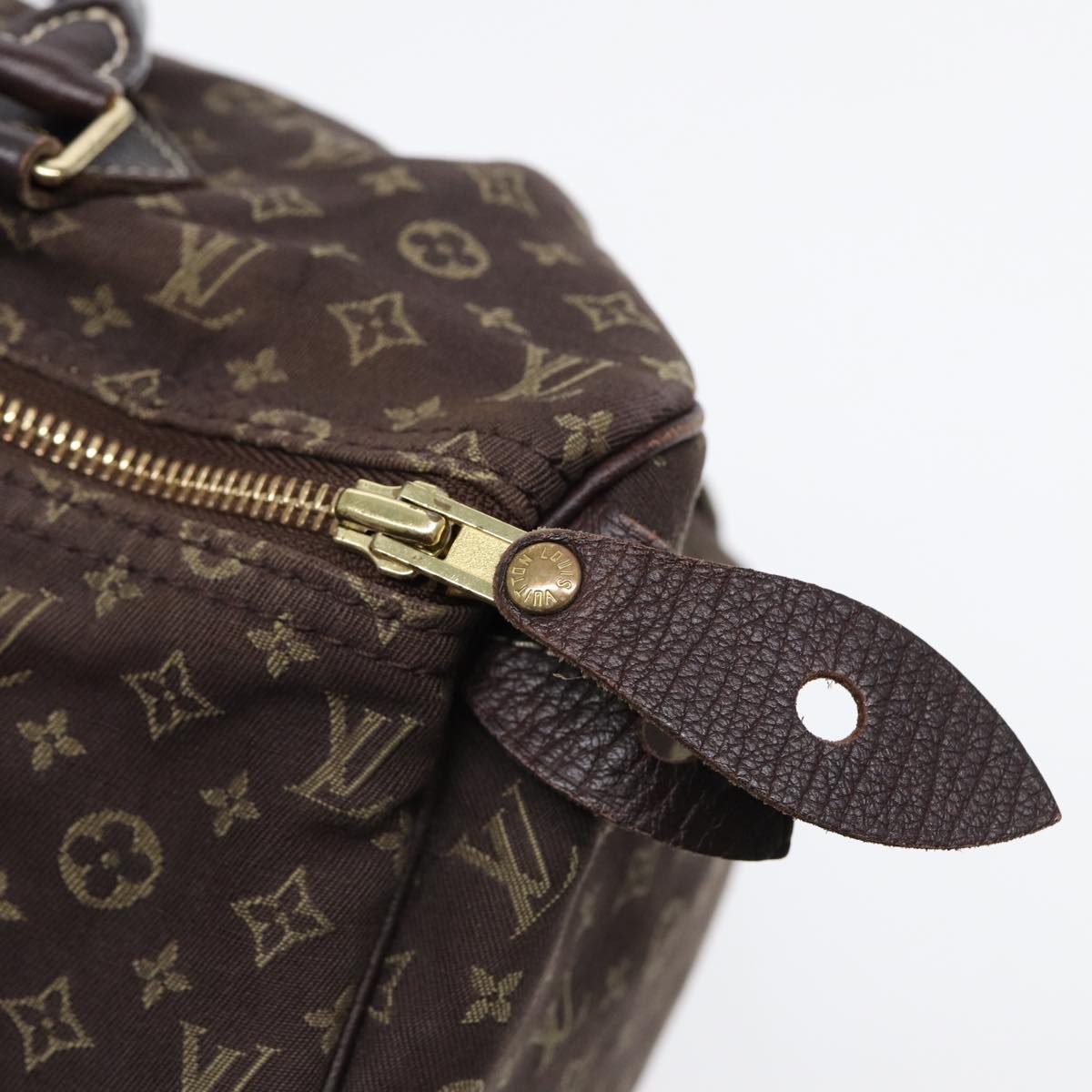 LOUIS VUITTON Monogram Mini Lin Speedy 30 Bag Brown Ebene M95224 LV Auth ep5372