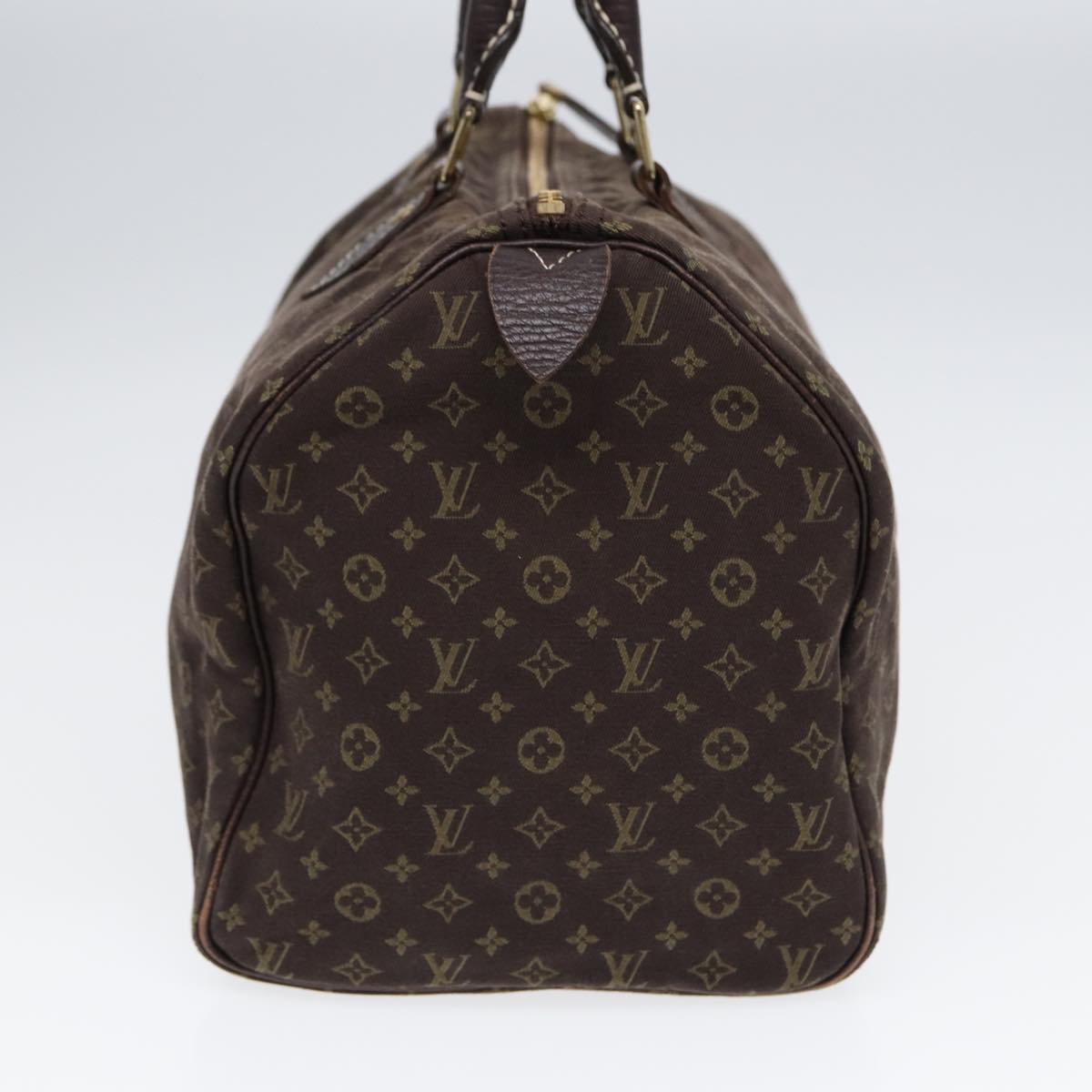 LOUIS VUITTON Monogram Mini Lin Speedy 30 Bag Brown Ebene M95224 LV Auth ep5372