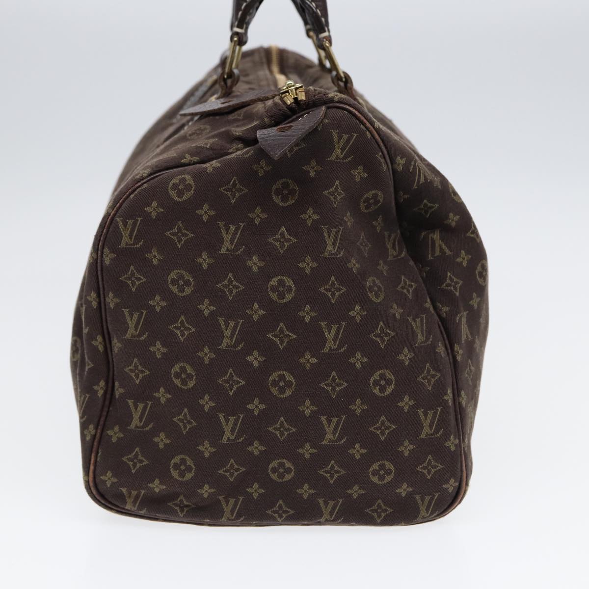 LOUIS VUITTON Monogram Mini Lin Speedy 30 Bag Brown Ebene M95224 LV Auth ep5372