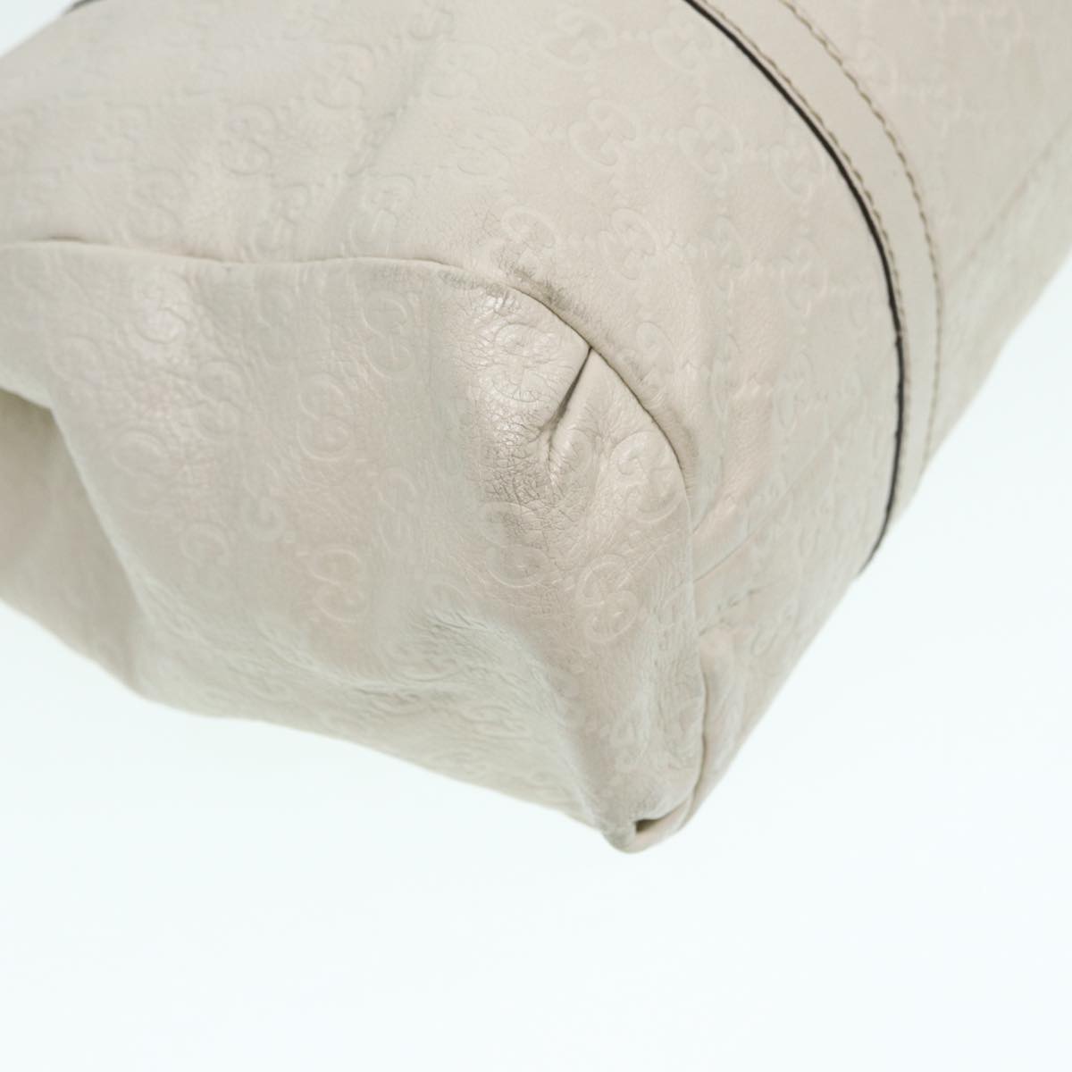 GUCCI GG Canvas Guccissima Hand Bag White Gold 211935 Auth ep5377