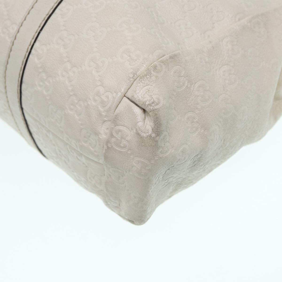 GUCCI GG Canvas Guccissima Hand Bag White Gold 211935 Auth ep5377