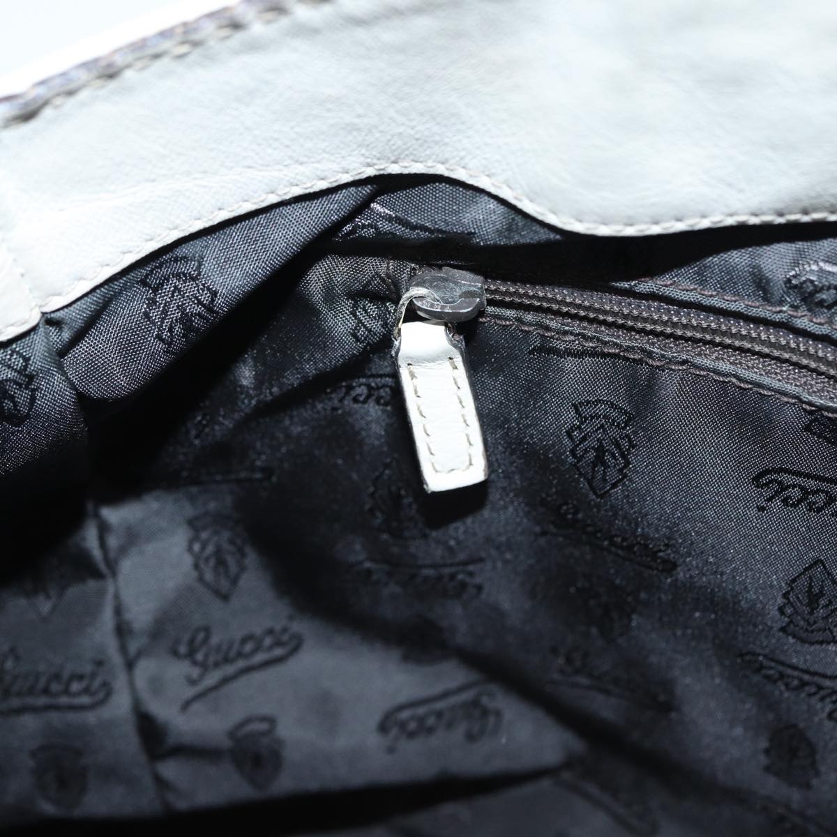 GUCCI GG Canvas Guccissima Hand Bag White Gold 211935 Auth ep5377