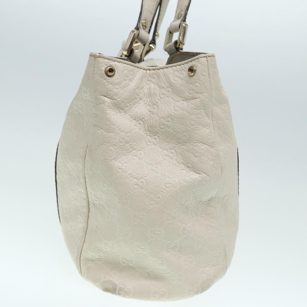 GUCCI GG Canvas Guccissima Hand Bag White Gold 211935 Auth ep5377