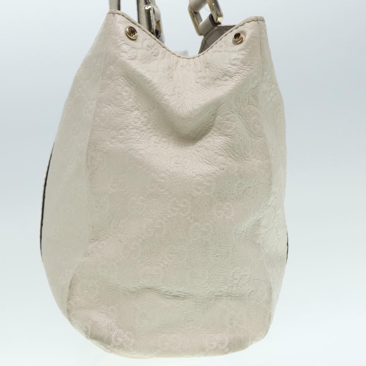 GUCCI GG Canvas Guccissima Hand Bag White Gold 211935 Auth ep5377