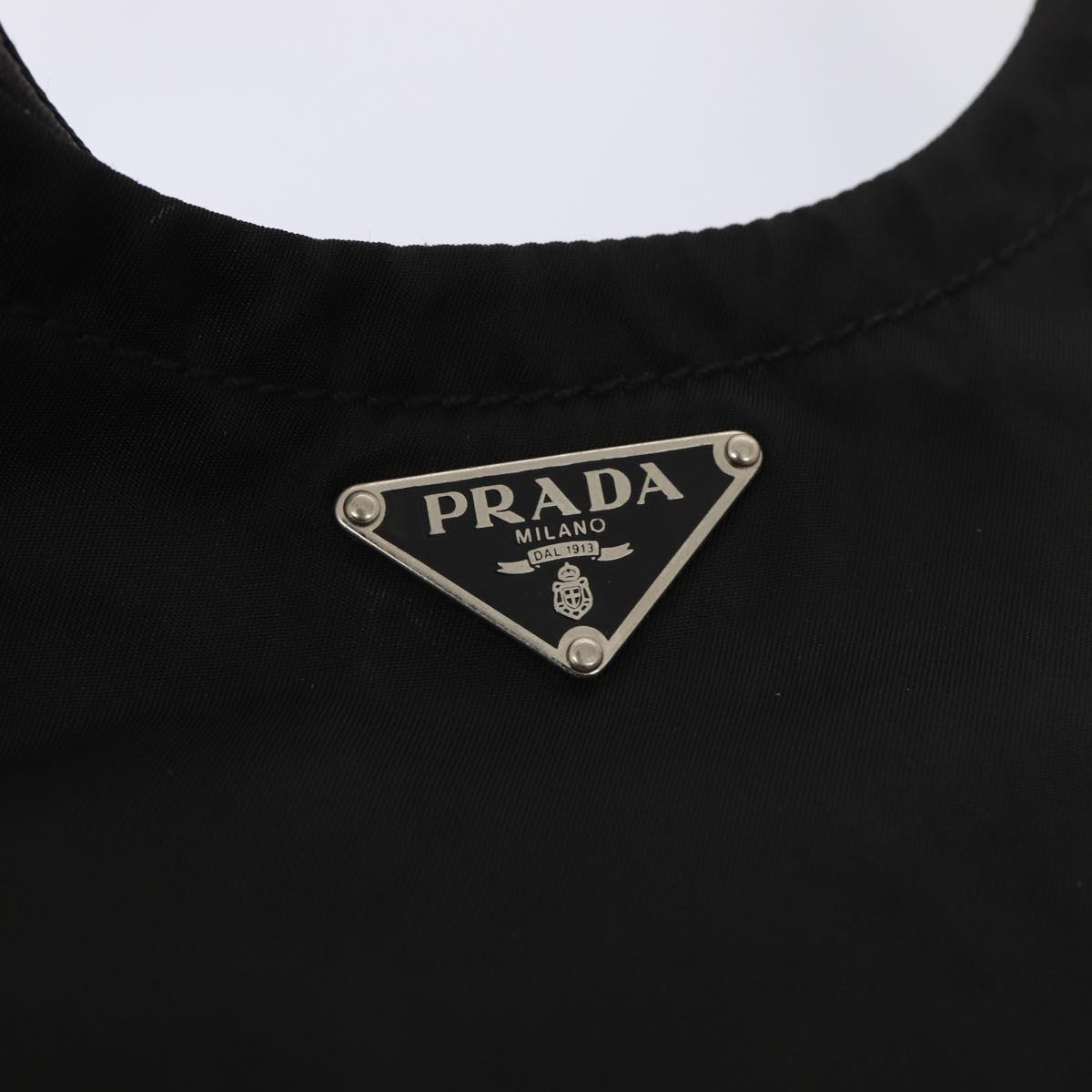 PRADA Hand Bag Nylon Black Silver Auth ep5386