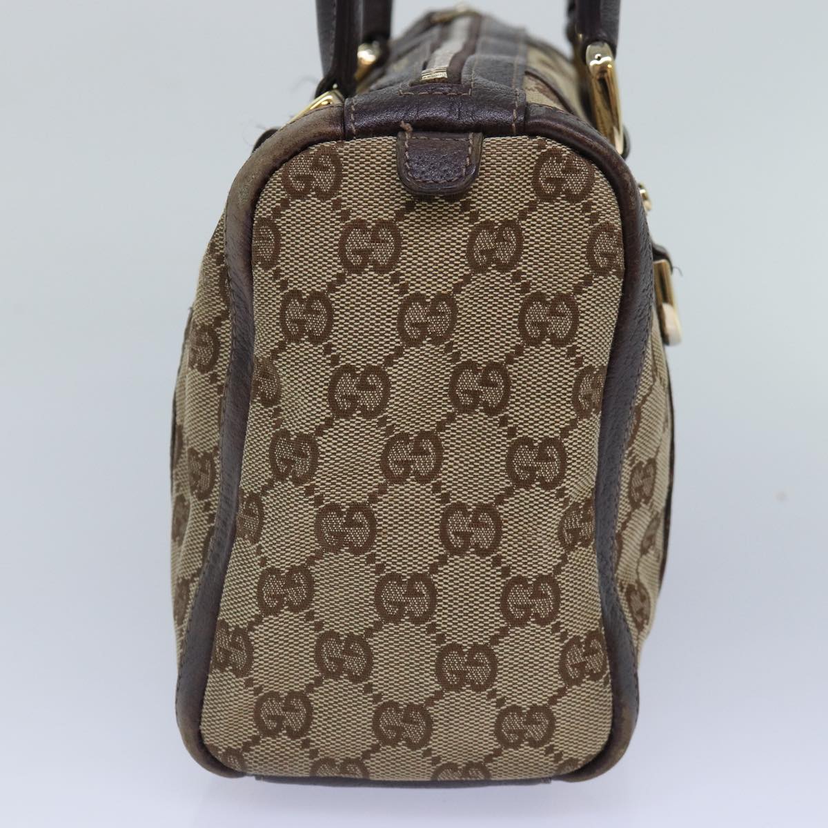 GUCCI GG Canvas Hand Bag Beige Gold 130942 Auth ep5406