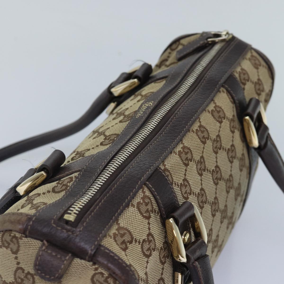 GUCCI GG Canvas Hand Bag Beige Gold 130942 Auth ep5406