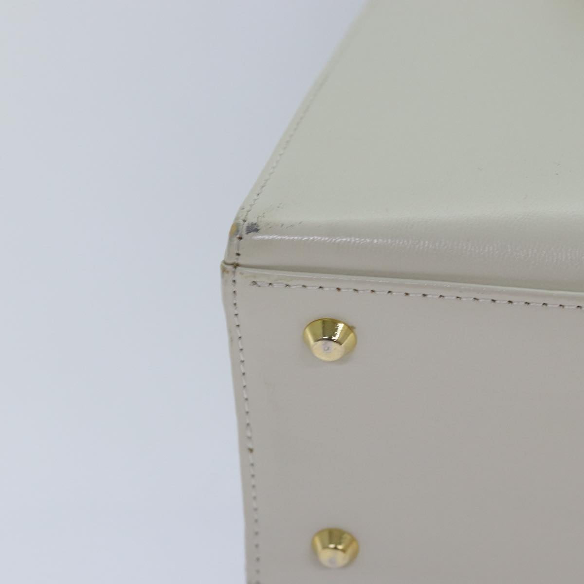 SAINT LAURENT Hand Bag Leather Gold White Auth ep5410