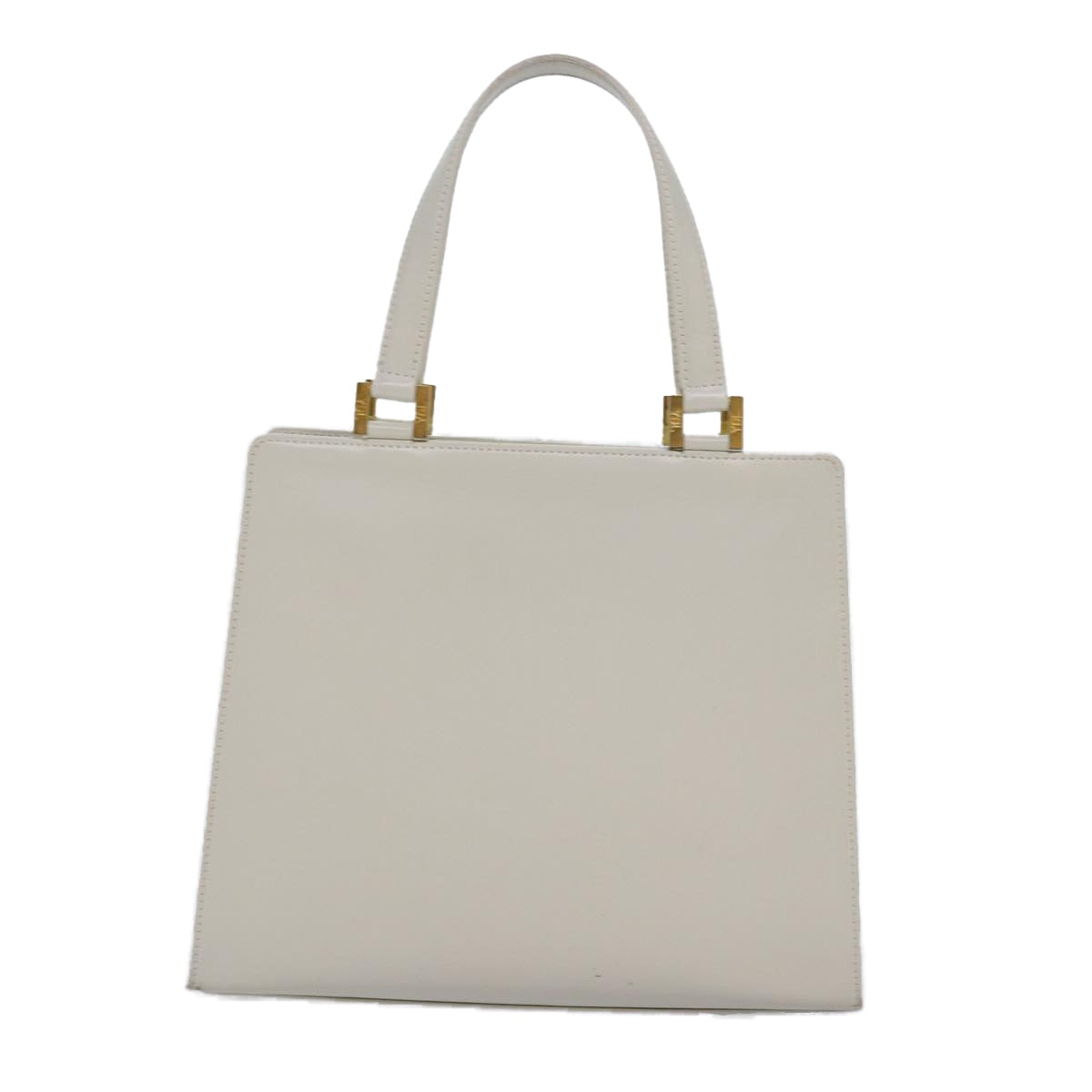 SAINT LAURENT Hand Bag Leather Gold White Auth ep5410