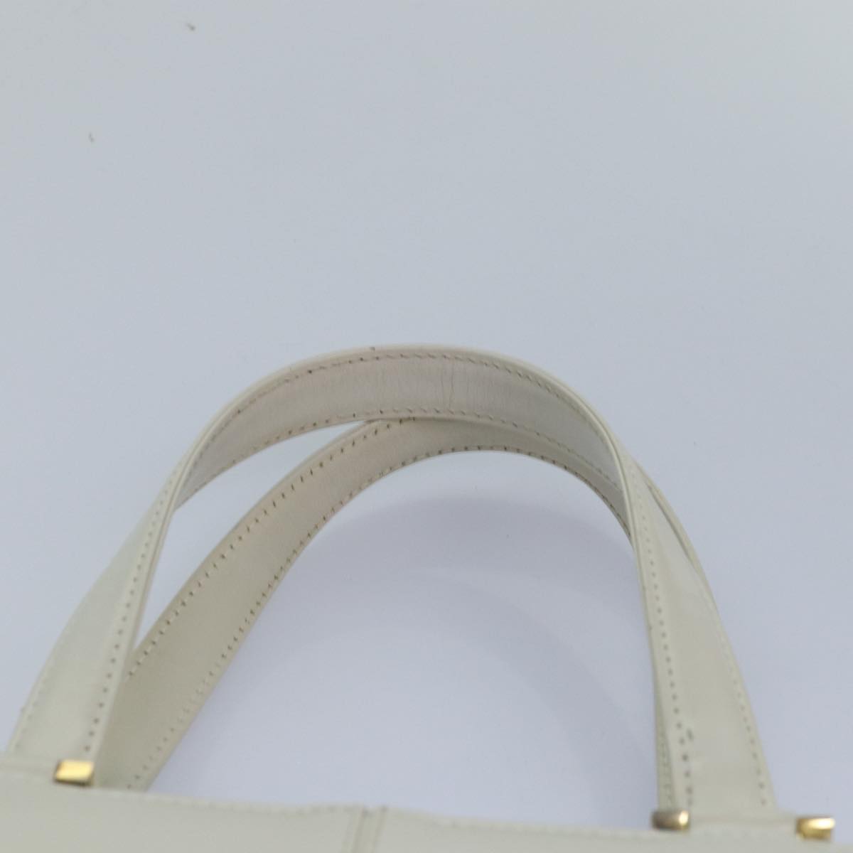 SAINT LAURENT Hand Bag Leather Gold White Auth ep5410