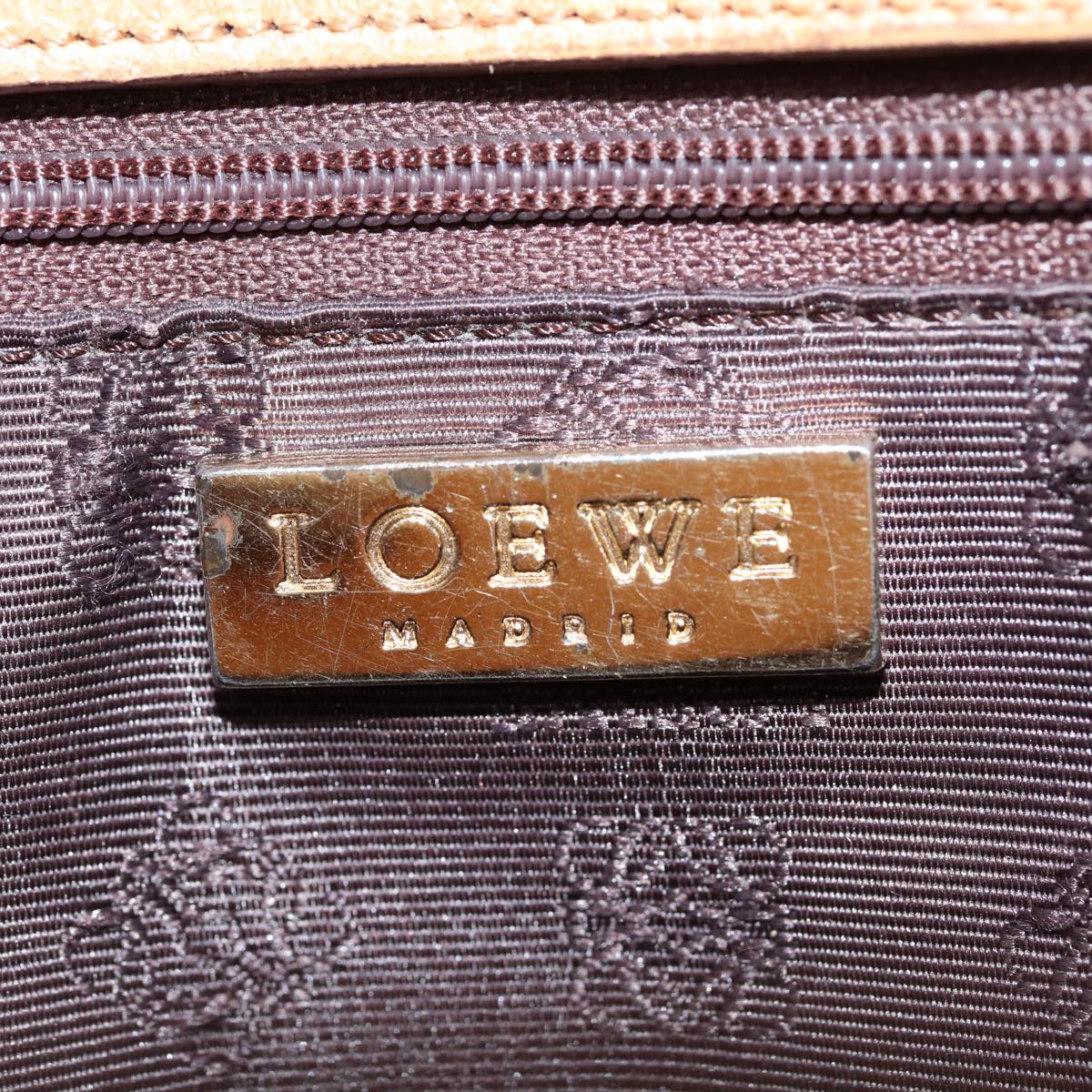 LOEWE Hand Bag Leather Beige Gold Auth ep5419