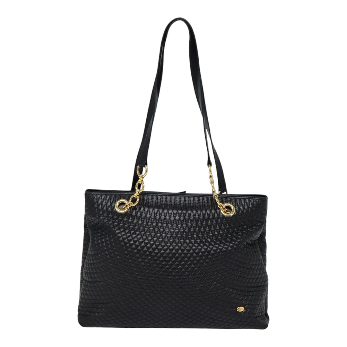 BALLY Tote Bag Leather Black Gold Auth ep5456