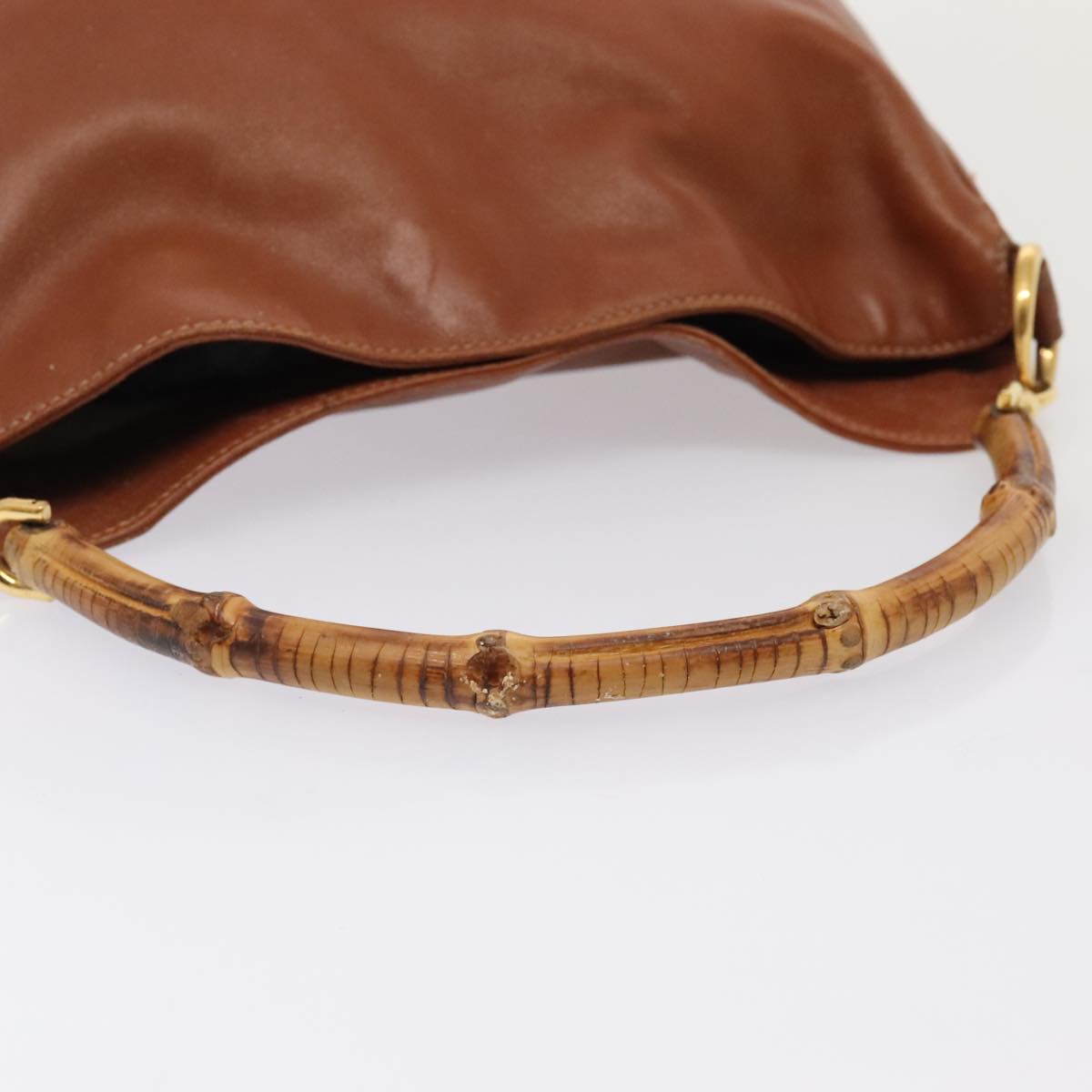 GUCCI Bamboo Hand Bag Leather Brown Gold 001 2404 6380 Auth ep5472