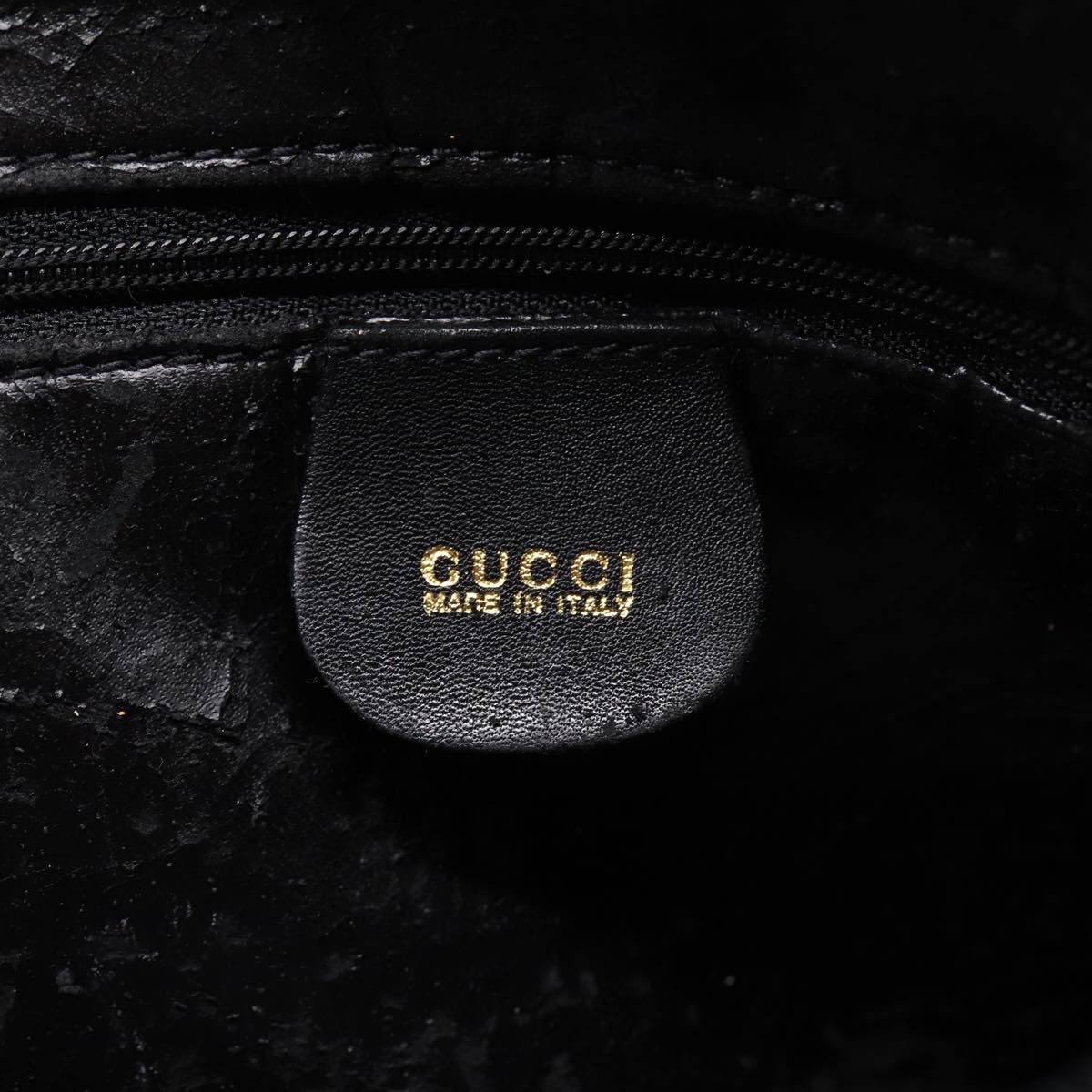 GUCCI Bamboo Hand Bag Leather Black Gold Auth ep5486