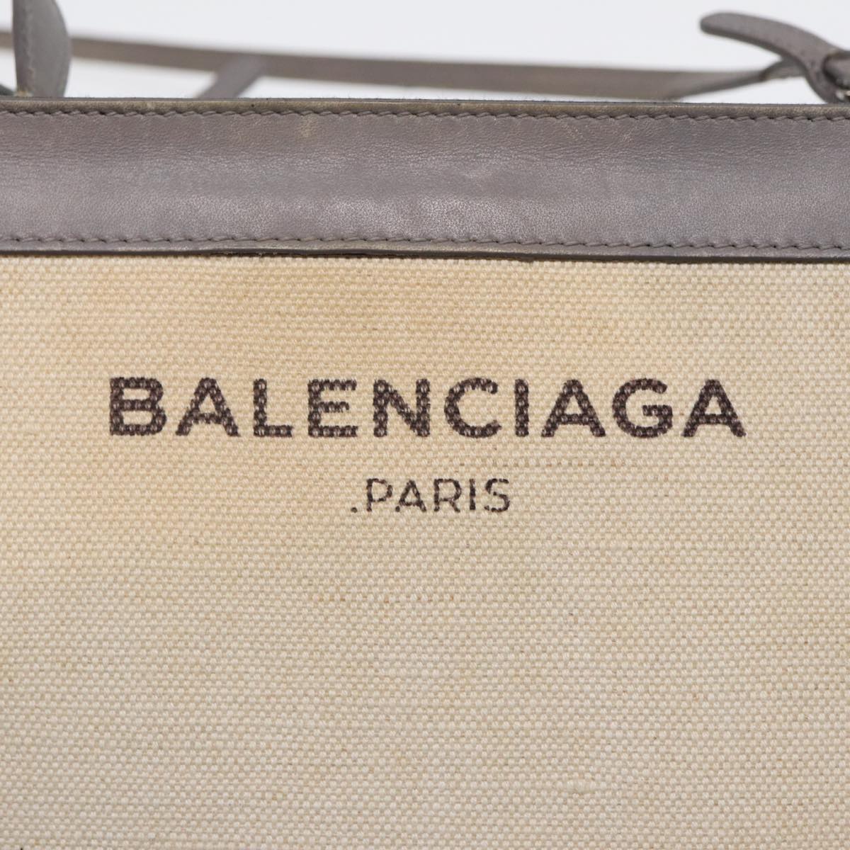 BALENCIAGA Shoulder Bag Canvas Gray Beige Silver 390641 Auth ep5489