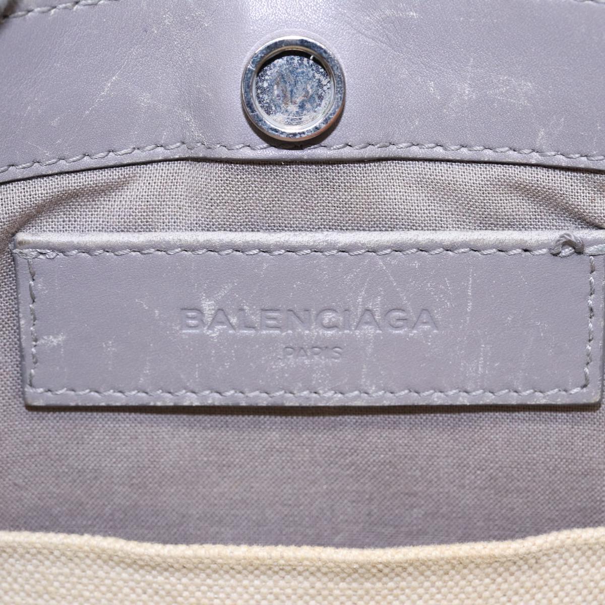 BALENCIAGA Shoulder Bag Canvas Gray Beige Silver 390641 Auth ep5489