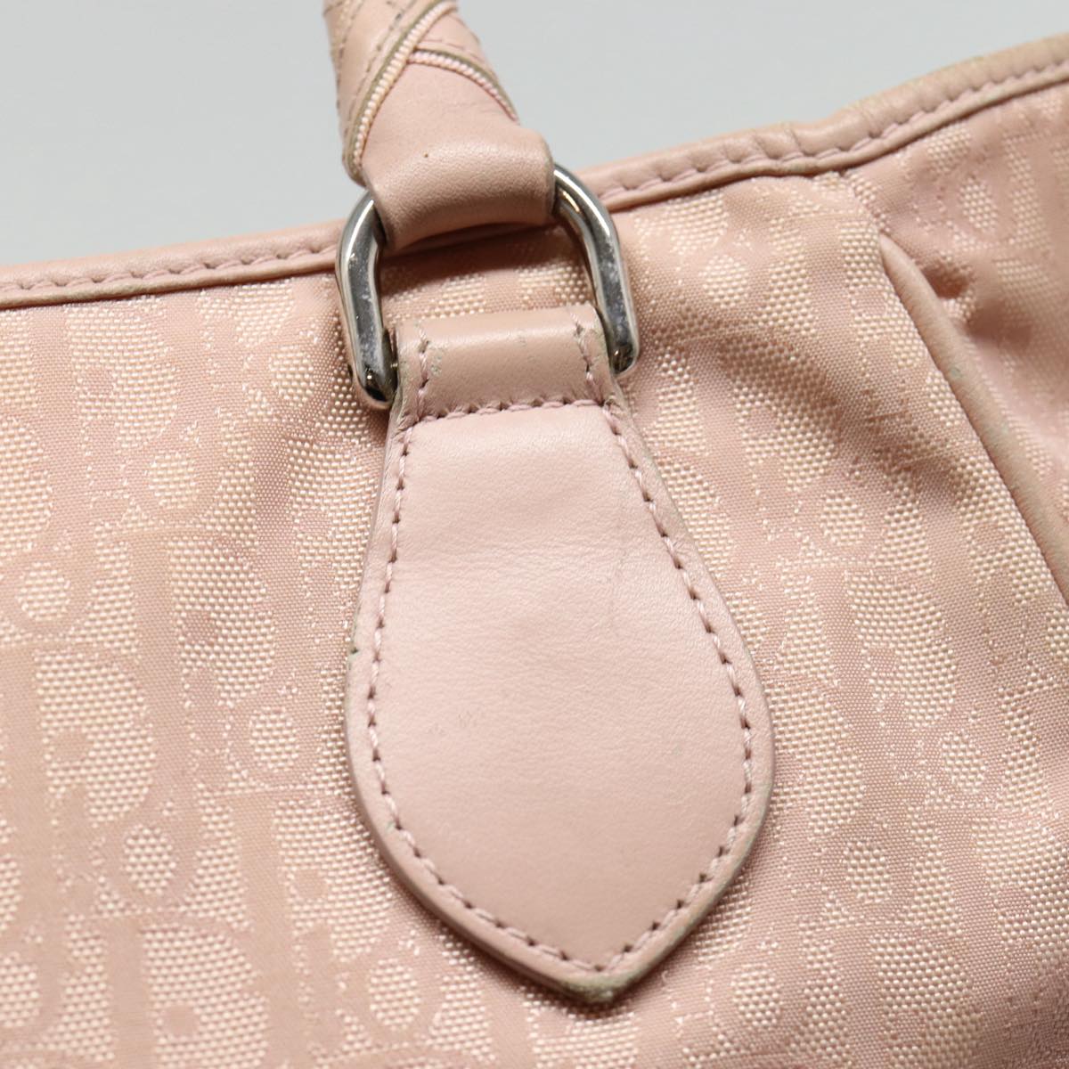 Christian Dior Trotter Canvas Hand Bag Pink Silver Auth ep5499