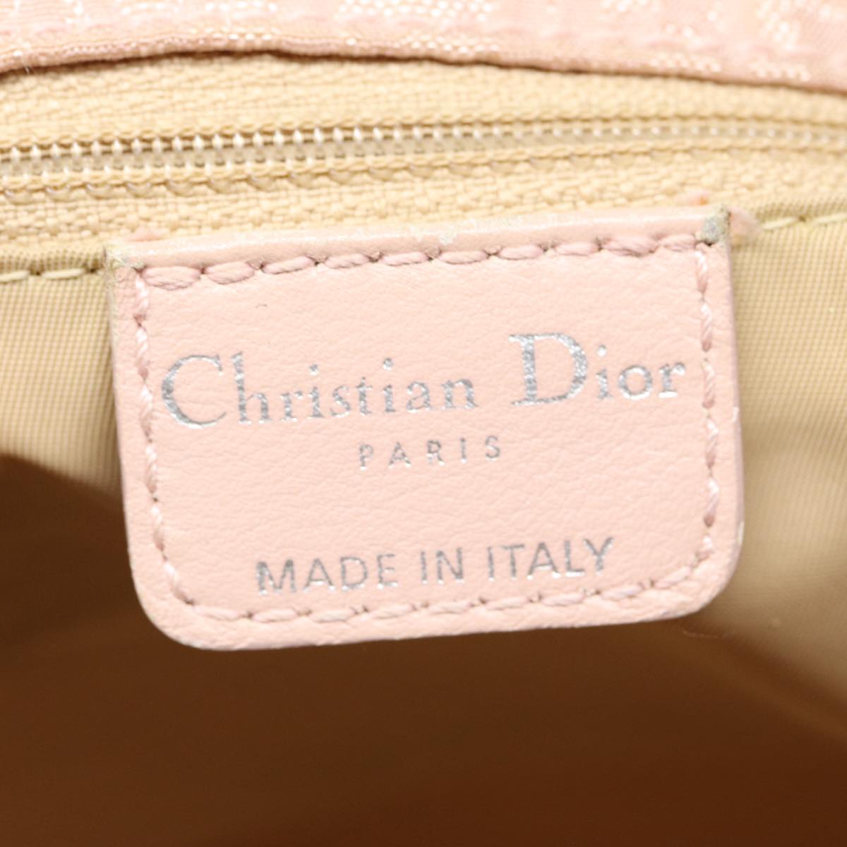 Christian Dior Trotter Canvas Hand Bag Pink Silver Auth ep5499