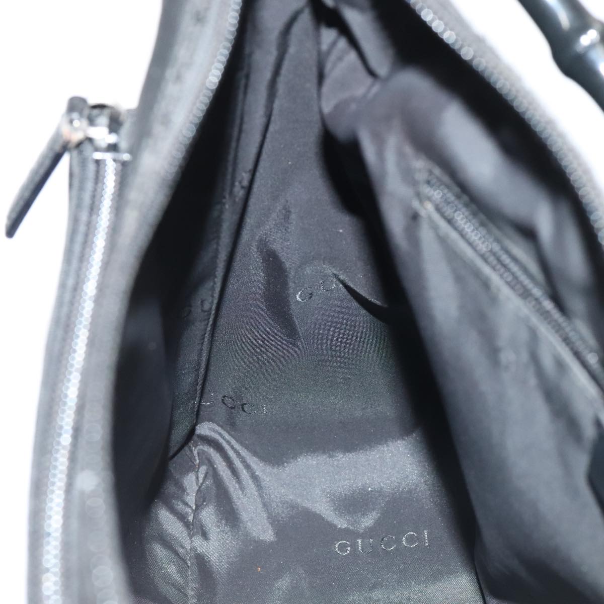 GUCCI Hand Bag Nylon 2way Black Silver 000 0509 Auth ep5500