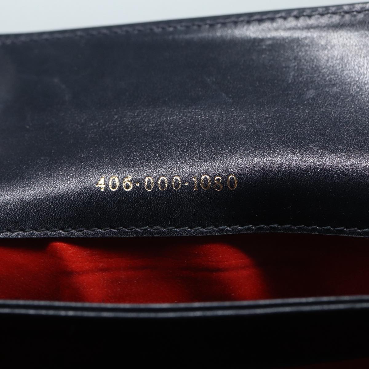 GUCCI Hand Bag Leather Navy Gold Auth ep5528