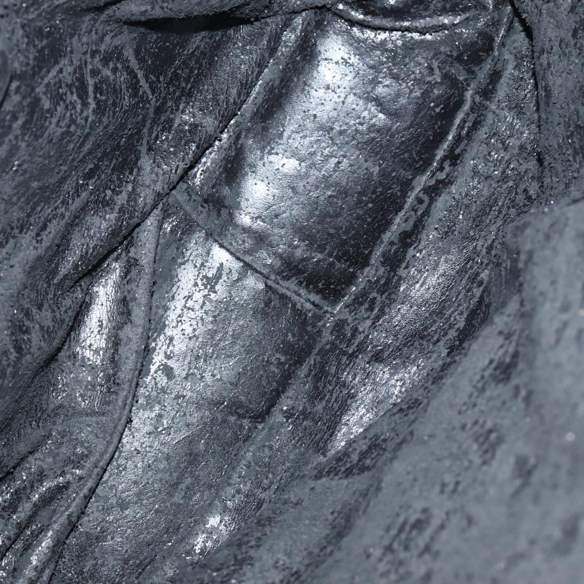 GUCCI Bamboo Shoulder Bag Leather 2way Black Gold 001 1998 1577 Auth ep5534