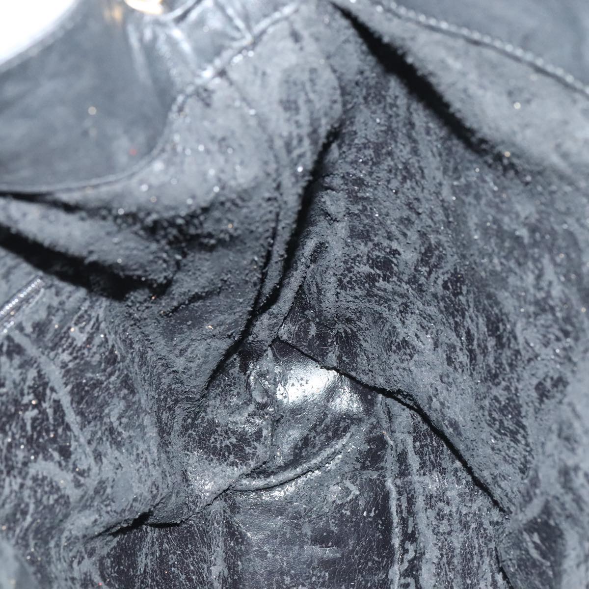 GUCCI Bamboo Shoulder Bag Leather 2way Black Gold 001 1998 1577 Auth ep5534