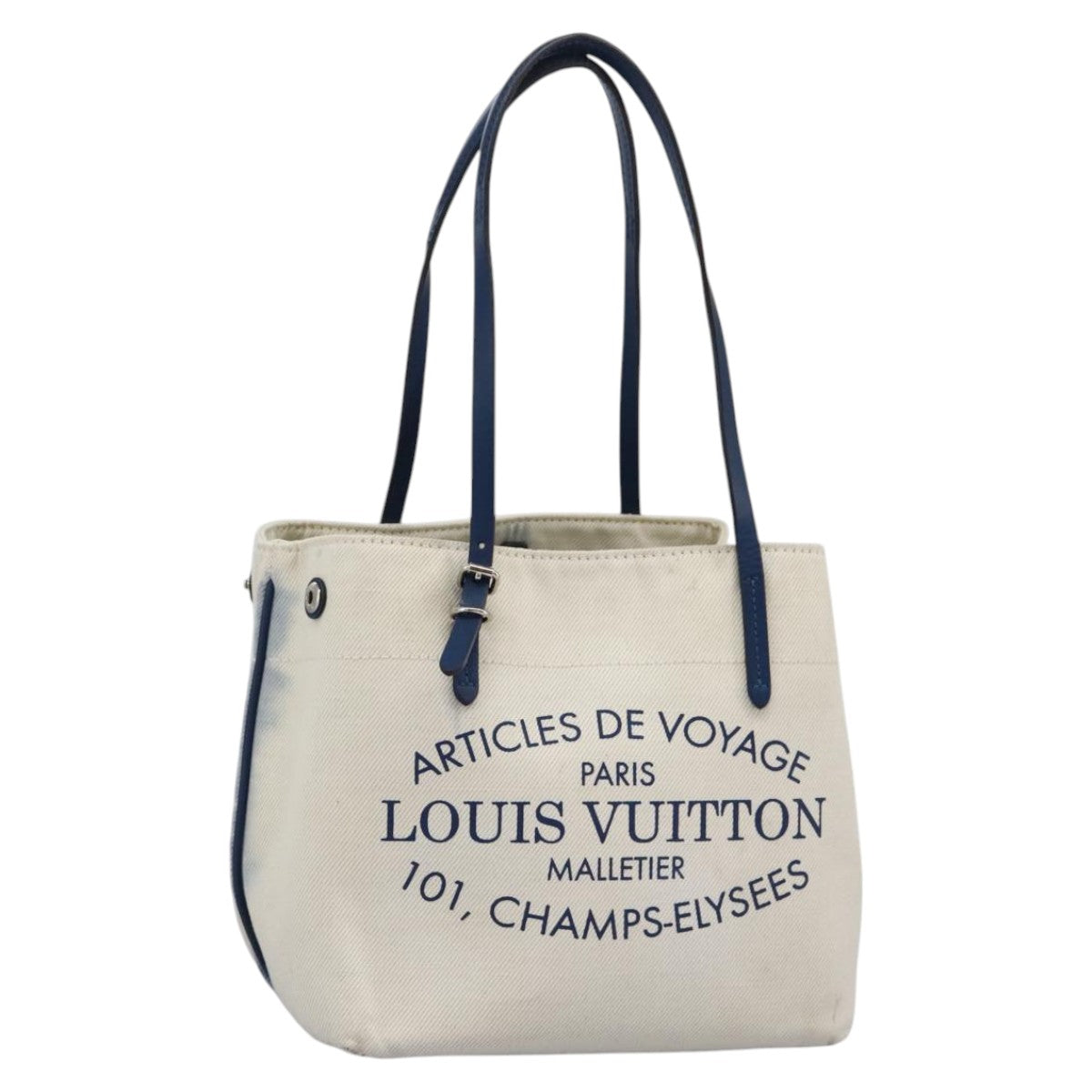 LOUIS VUITTON Cabas PM Tote Bag Canvas White Blue M94504 LV Auth ep5538