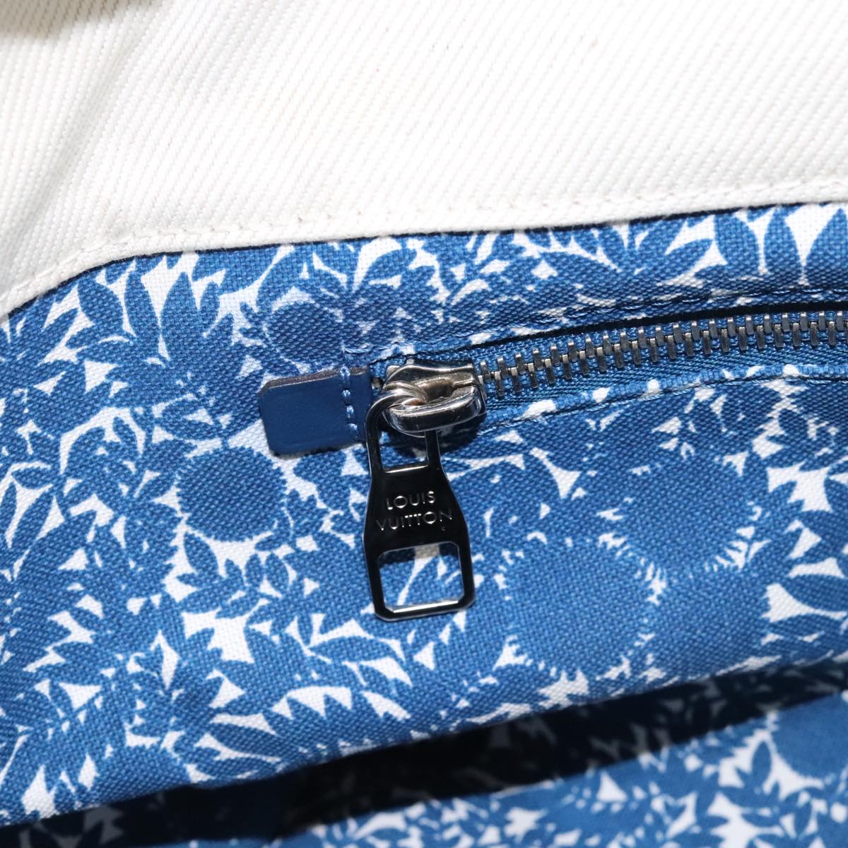 LOUIS VUITTON Cabas PM Tote Bag Canvas White Blue M94504 LV Auth ep5538