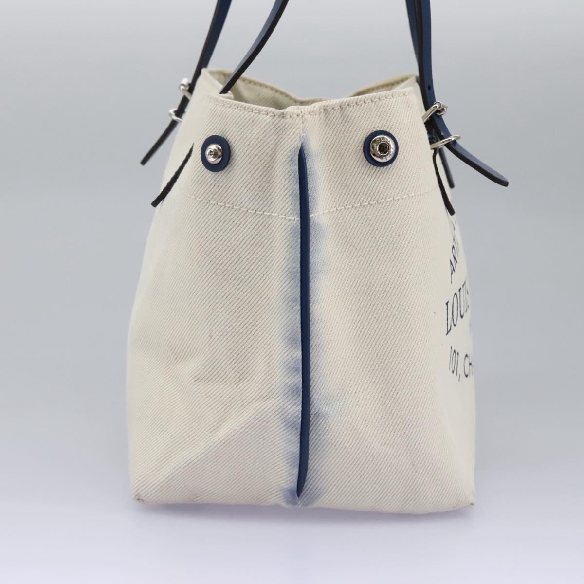 LOUIS VUITTON Cabas PM Tote Bag Canvas White Blue M94504 LV Auth ep5538