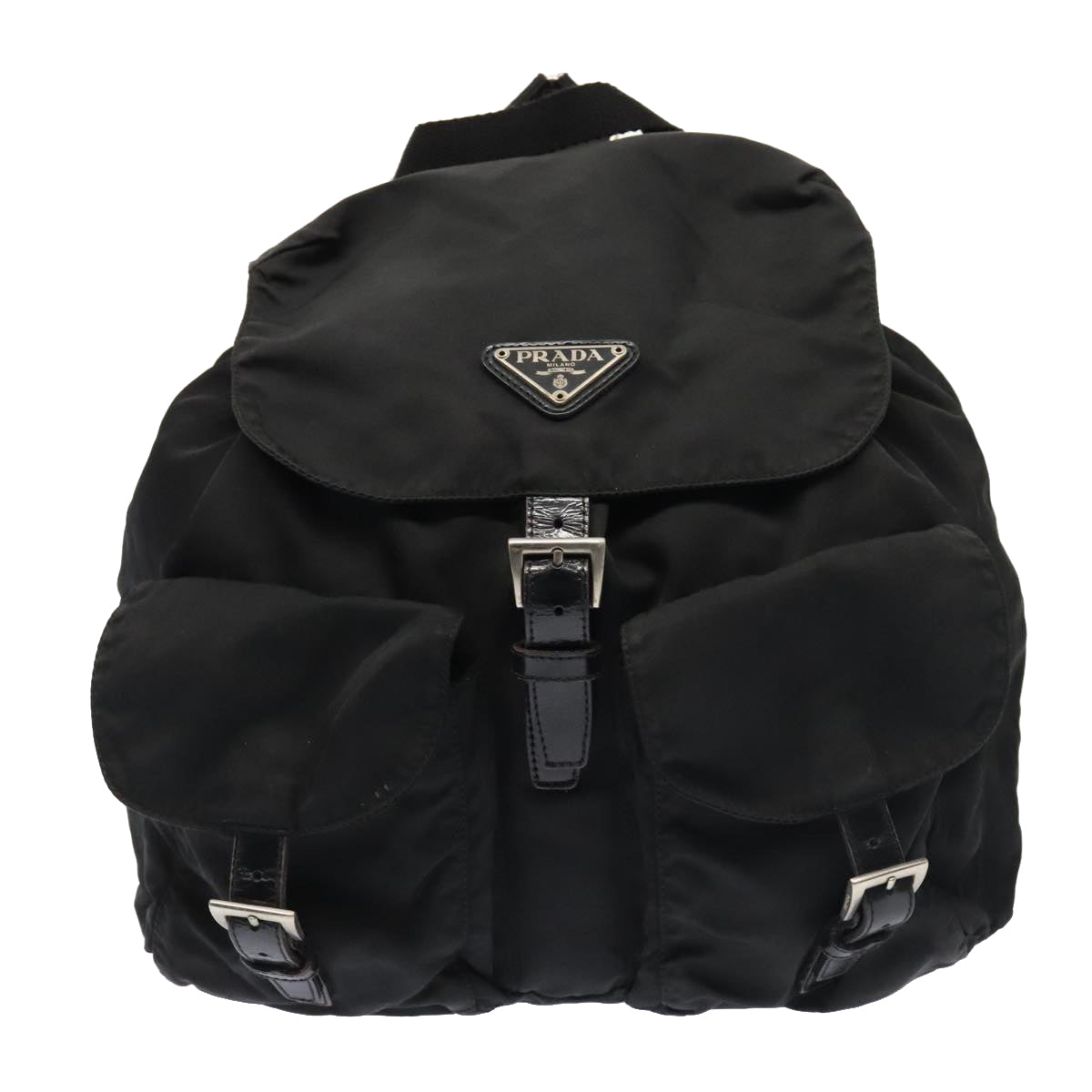 PRADA Backpack Nylon Black Silver Auth ep5539