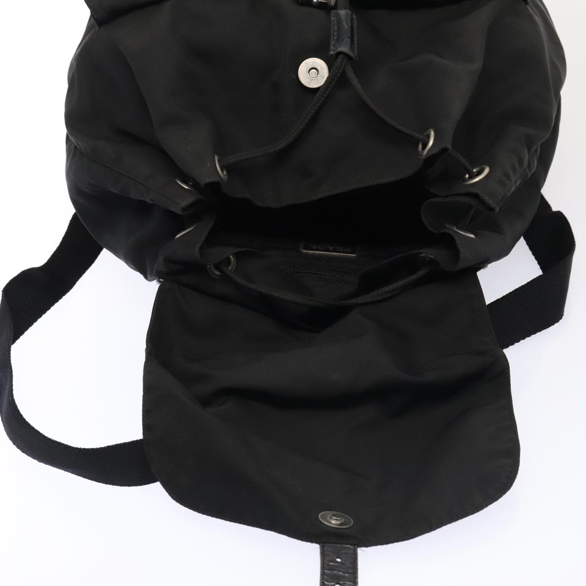 PRADA Backpack Nylon Black Silver Auth ep5539