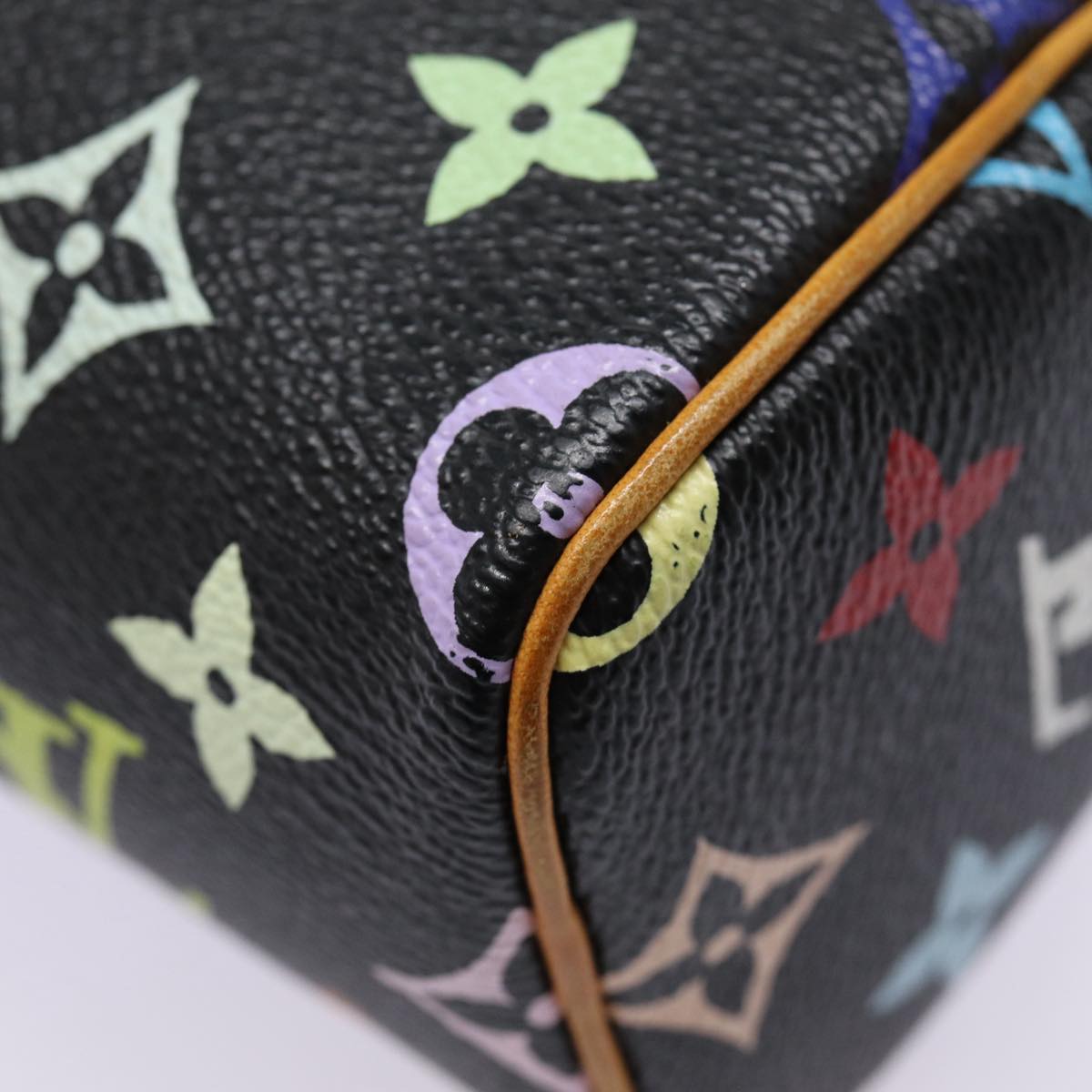 LOUIS VUITTON Monogram Multicolor Mini Speedy Hand Bag Black M92644 Auth ep5552