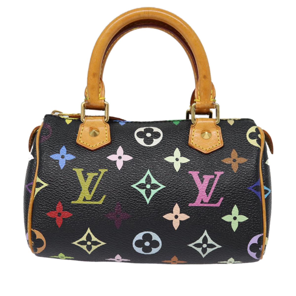 LOUIS VUITTON Monogram Multicolor Mini Speedy Hand Bag Black M92644 Auth ep5552