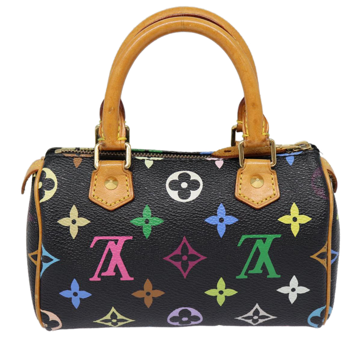 LOUIS VUITTON Monogram Multicolor Mini Speedy Hand Bag Black M92644 Auth ep5552