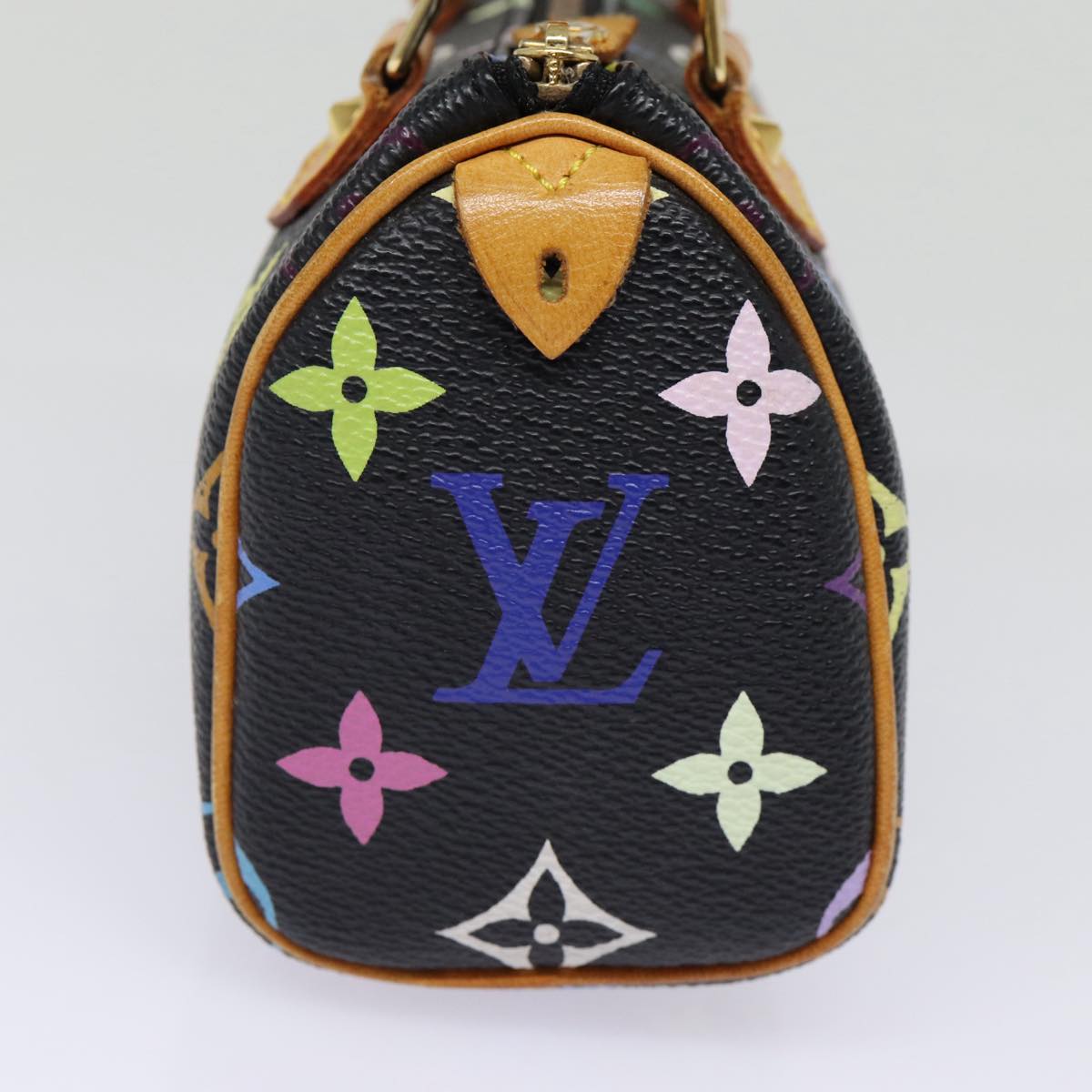 LOUIS VUITTON Monogram Multicolor Mini Speedy Hand Bag Black M92644 Auth ep5552