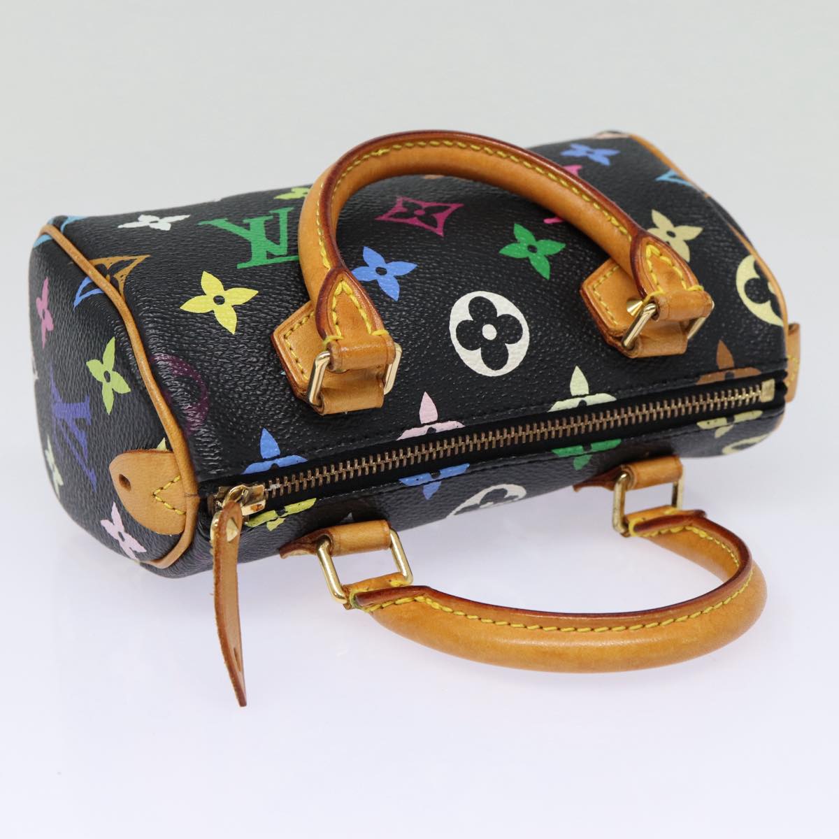 LOUIS VUITTON Monogram Multicolor Mini Speedy Hand Bag Black M92644 Auth ep5552