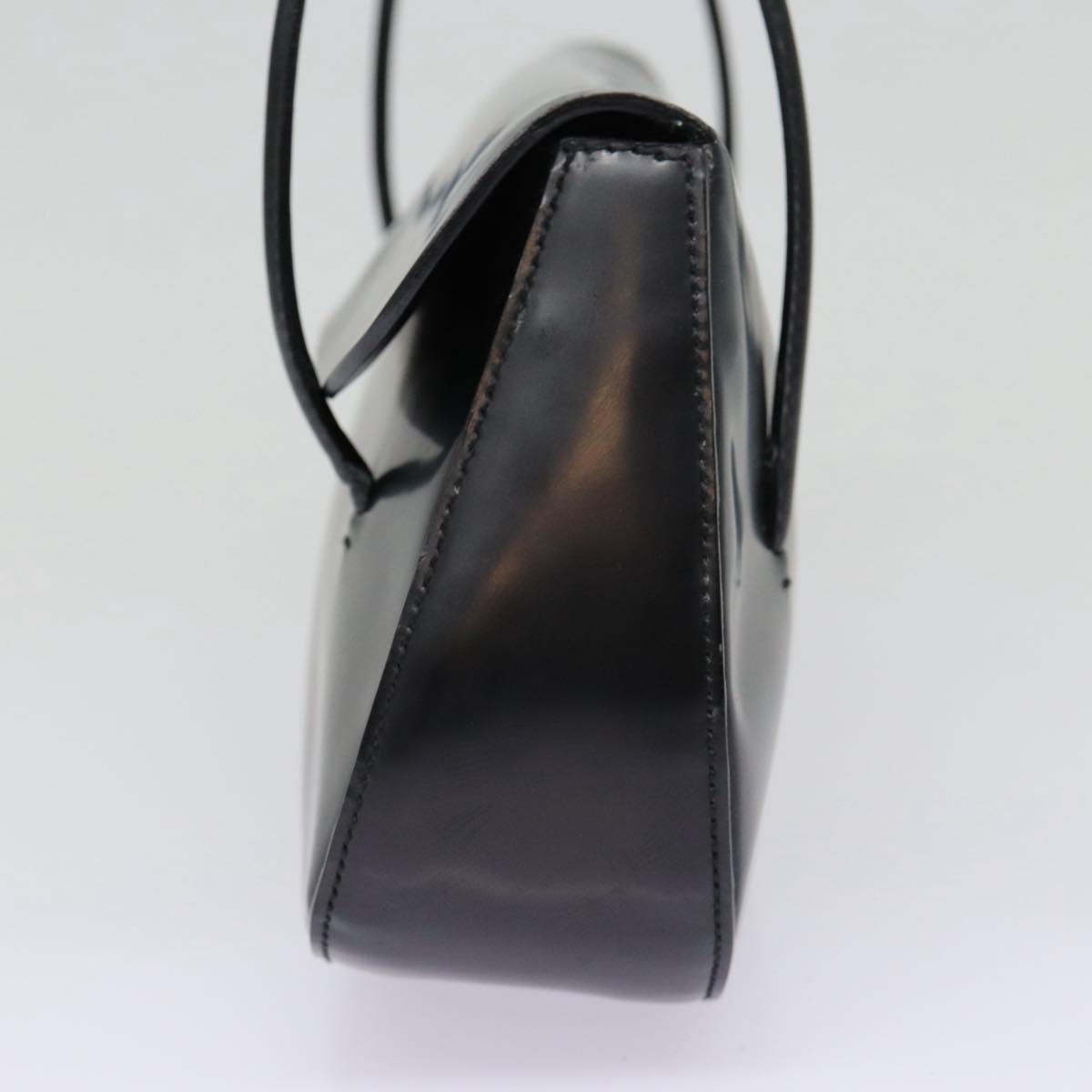 PRADA Hand Bag Patent leather Black Silver Auth ep5585