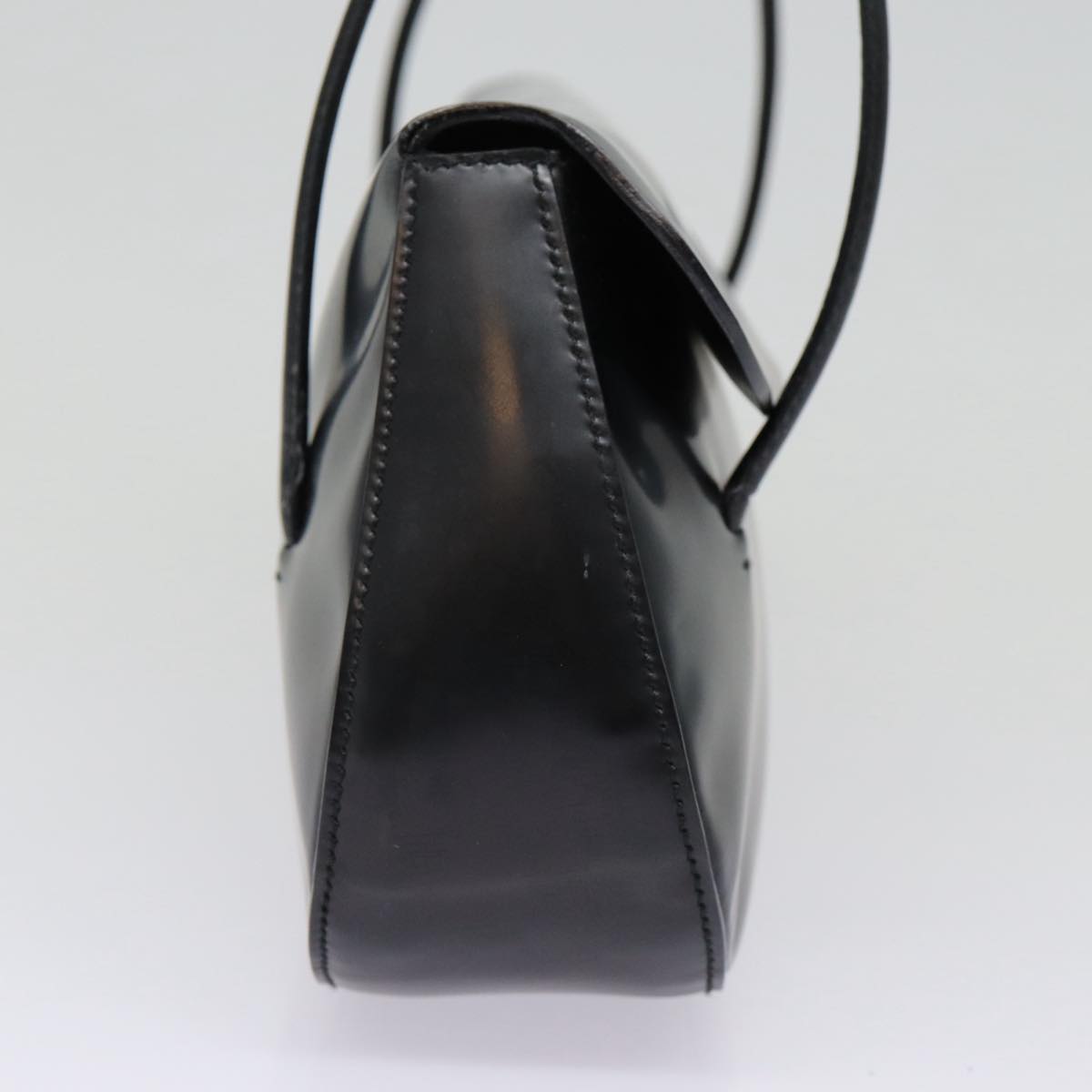 PRADA Hand Bag Patent leather Black Silver Auth ep5585