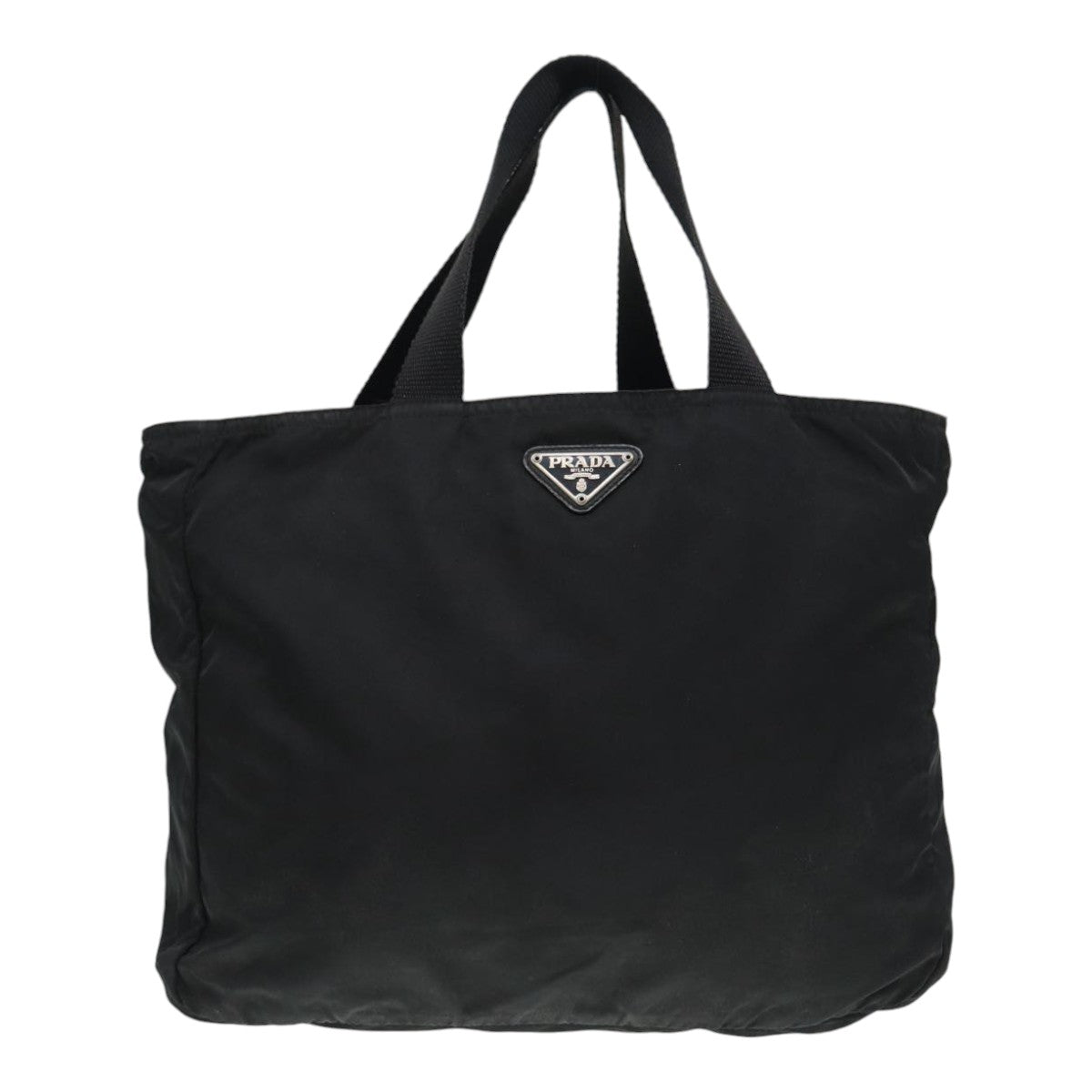 PRADA Hand Bag Nylon Black Silver Auth ep5592