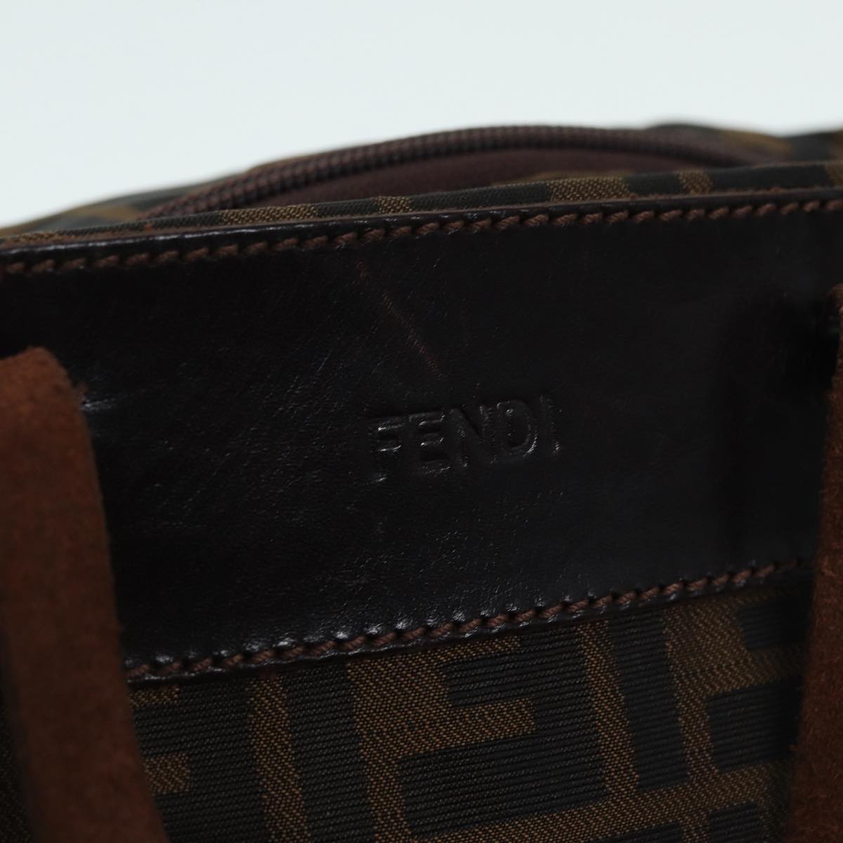 FENDI Zucca Canvas Hand Bag Brown Black Auth ep5621